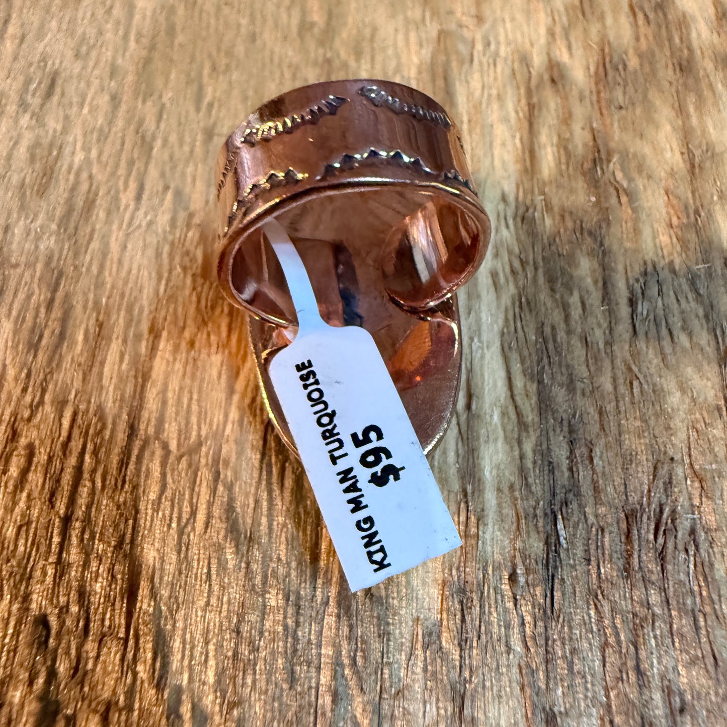 Kingman Turquoise Adjustable Ring in Copper Genuine Gemstone Jewelry