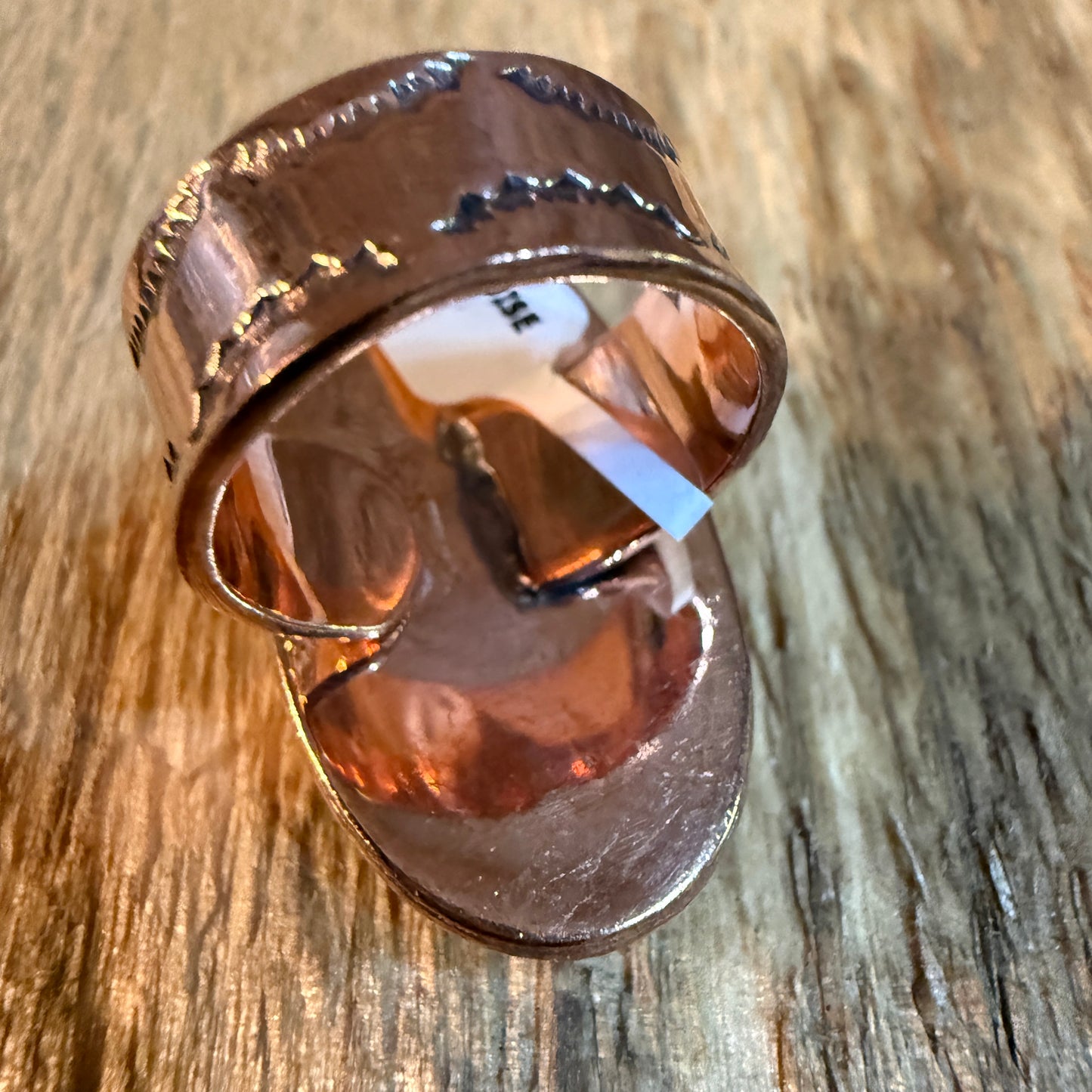 Kingman Turquoise Adjustable Ring in Copper Genuine Gemstone Jewelry