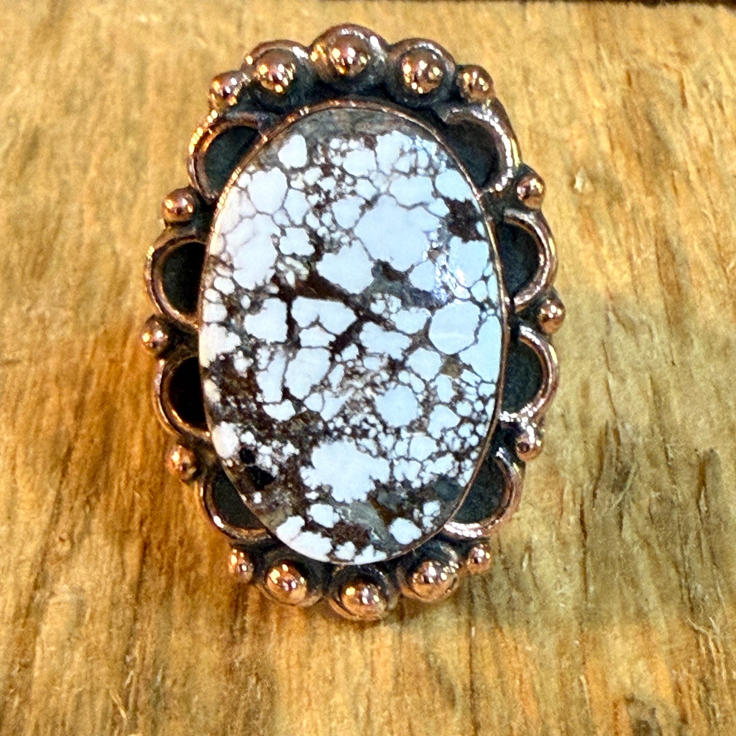 Wild Horse 1 Inch Gemstone Copper Ring Adjustable Band