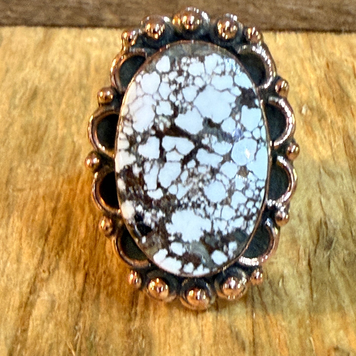 Wild Horse 1 Inch Gemstone Copper Ring Adjustable Band