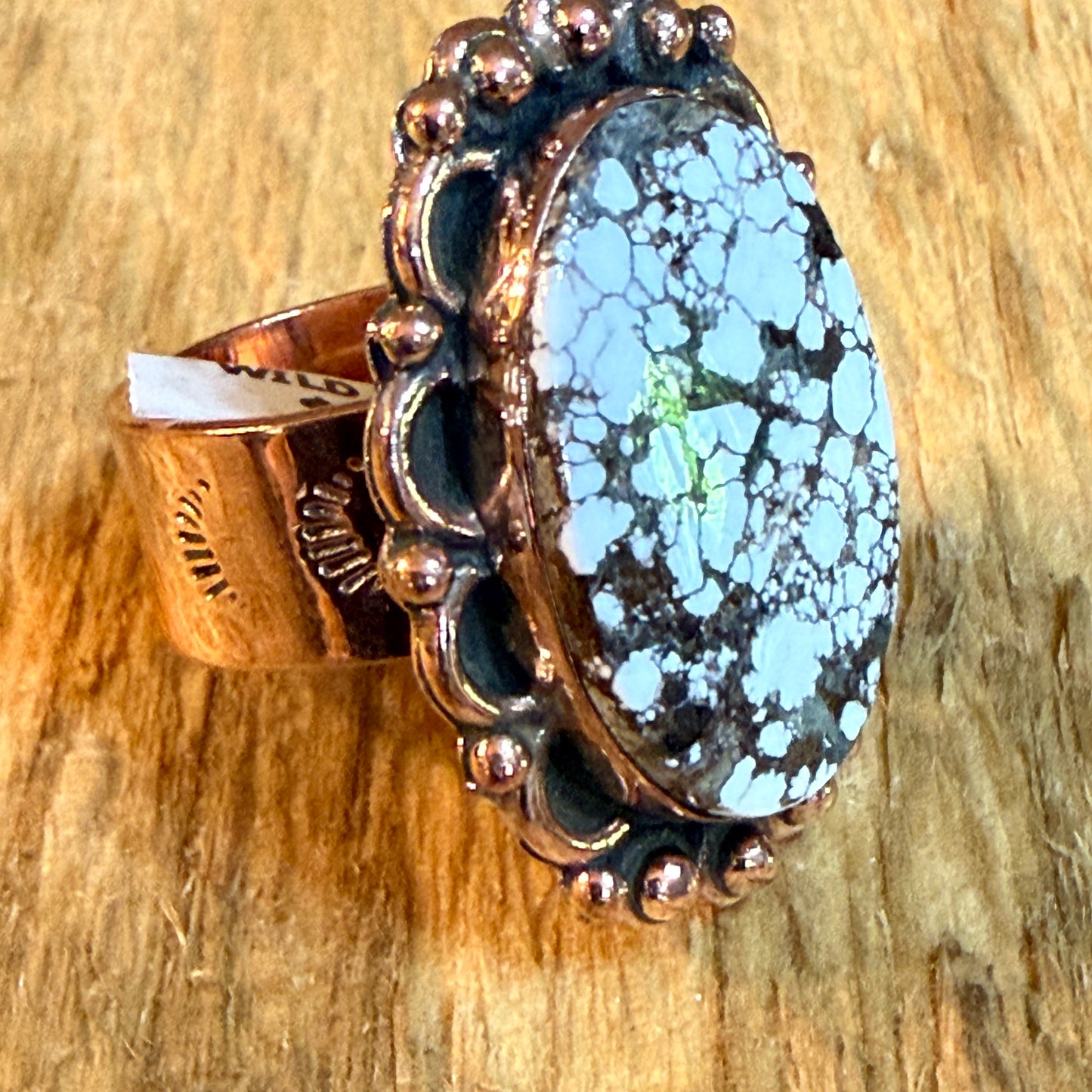 Wild Horse 1 Inch Gemstone Copper Ring Adjustable Band