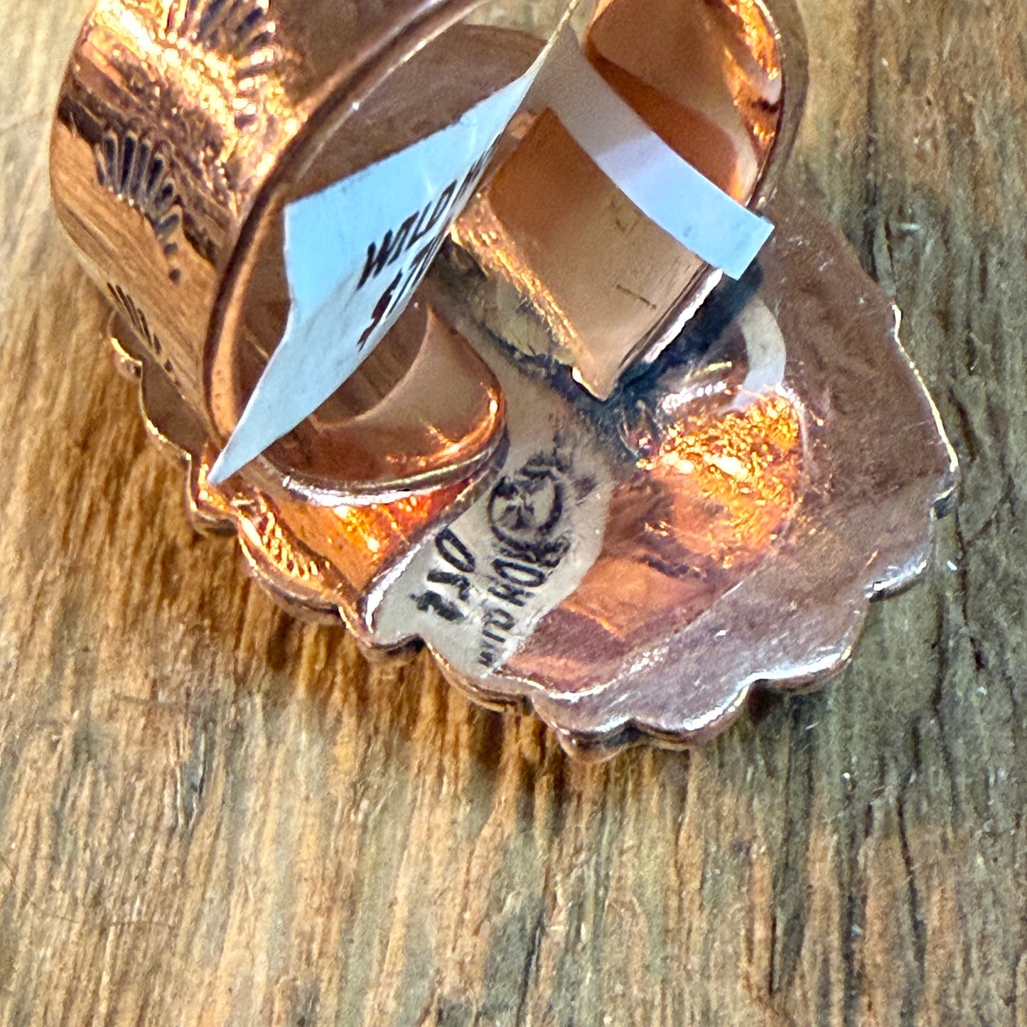 Wild Horse 1 Inch Gemstone Copper Ring Adjustable Band