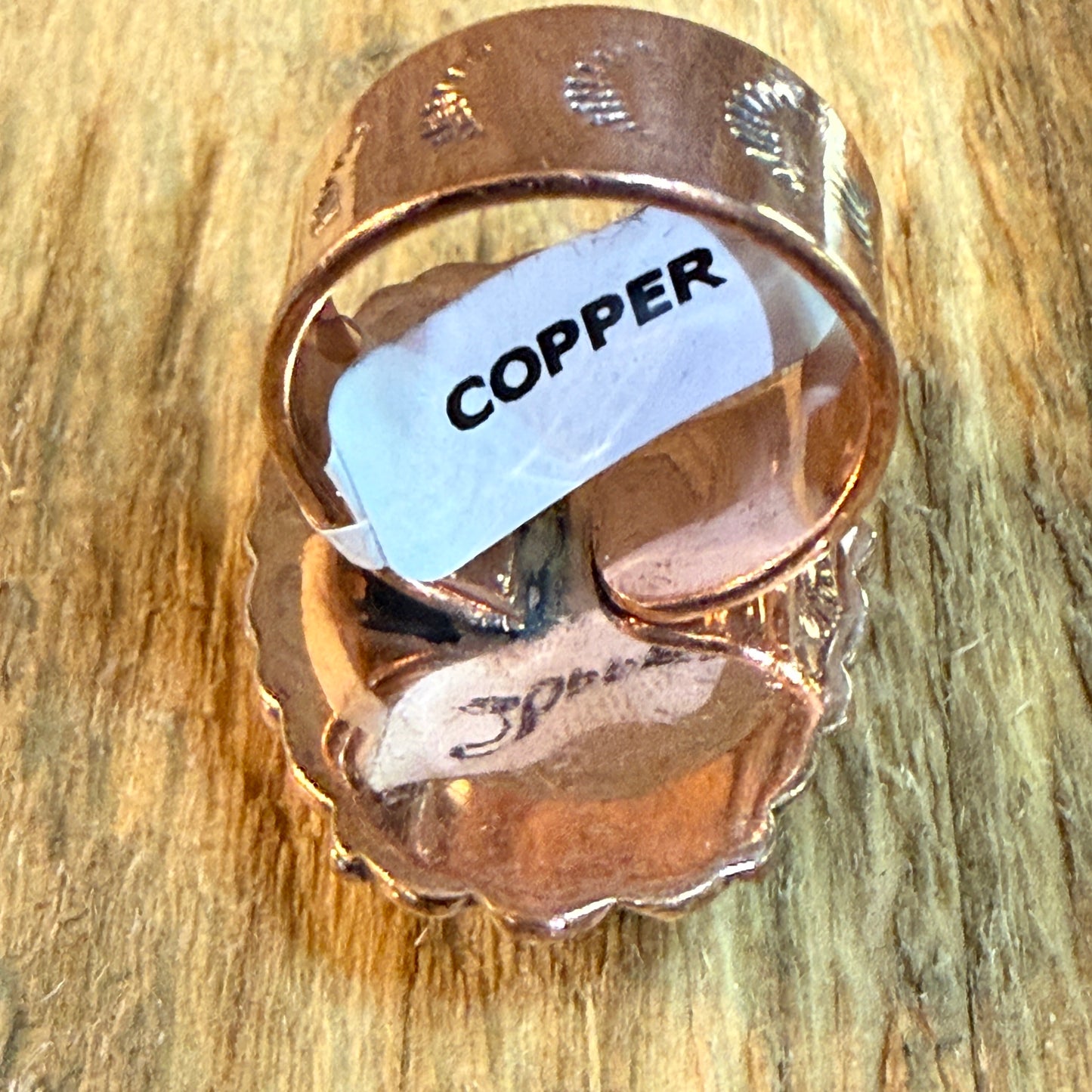 Wild Horse 1 Inch Gemstone Copper Ring Adjustable Band
