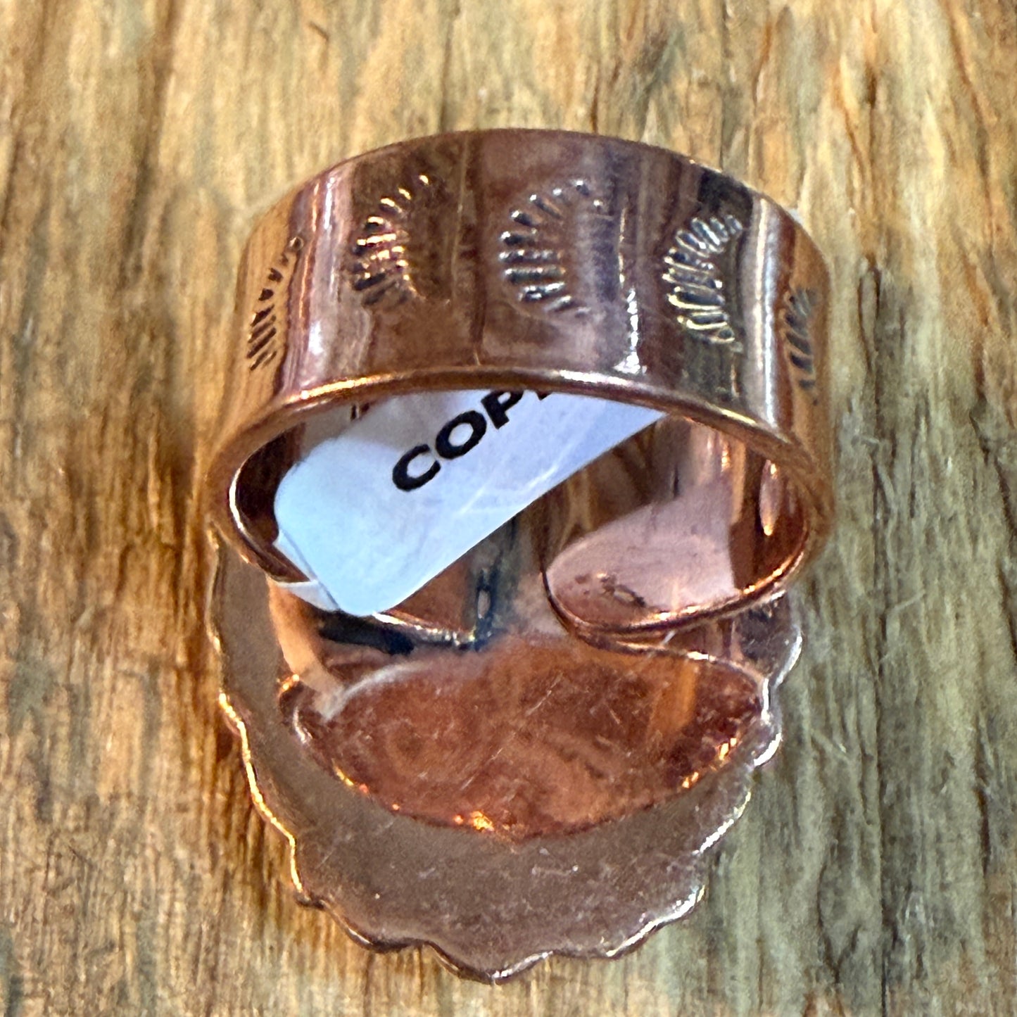Wild Horse 1 Inch Gemstone Copper Ring Adjustable Band