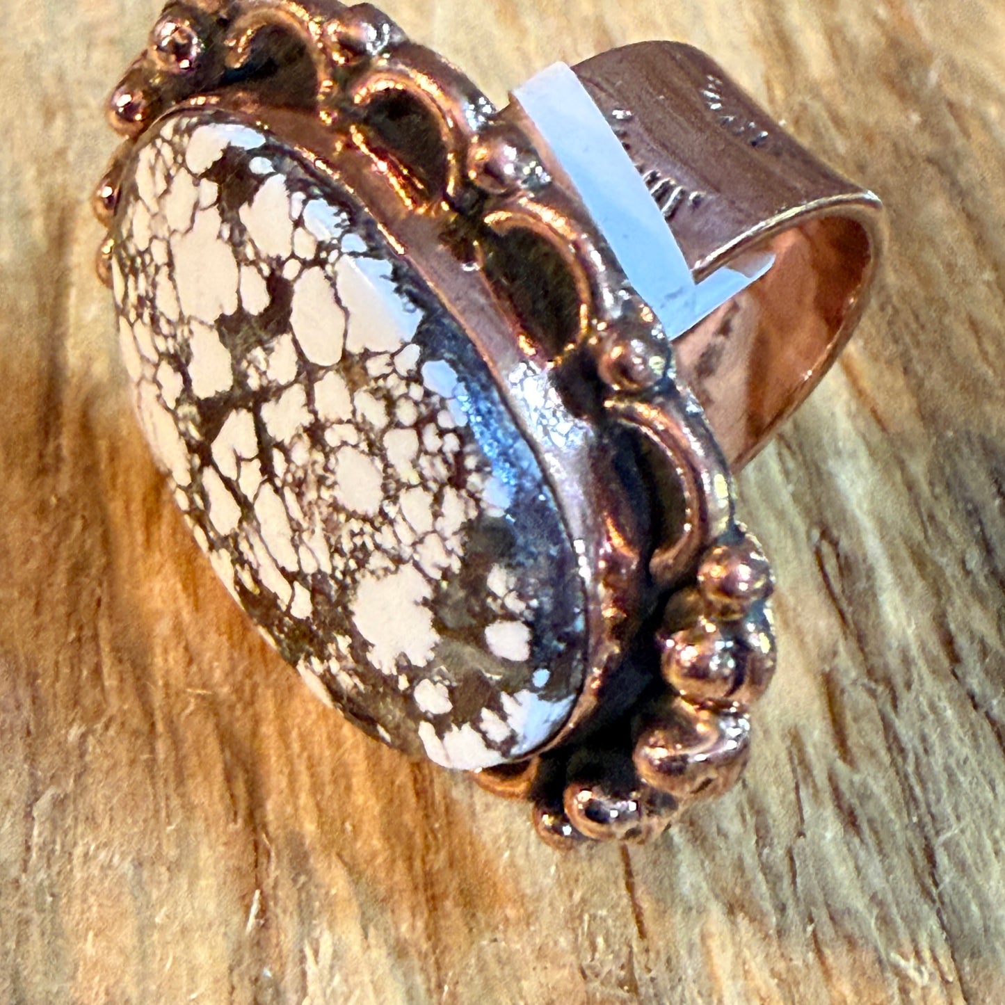Wild Horse 1 Inch Gemstone Copper Ring Adjustable Band