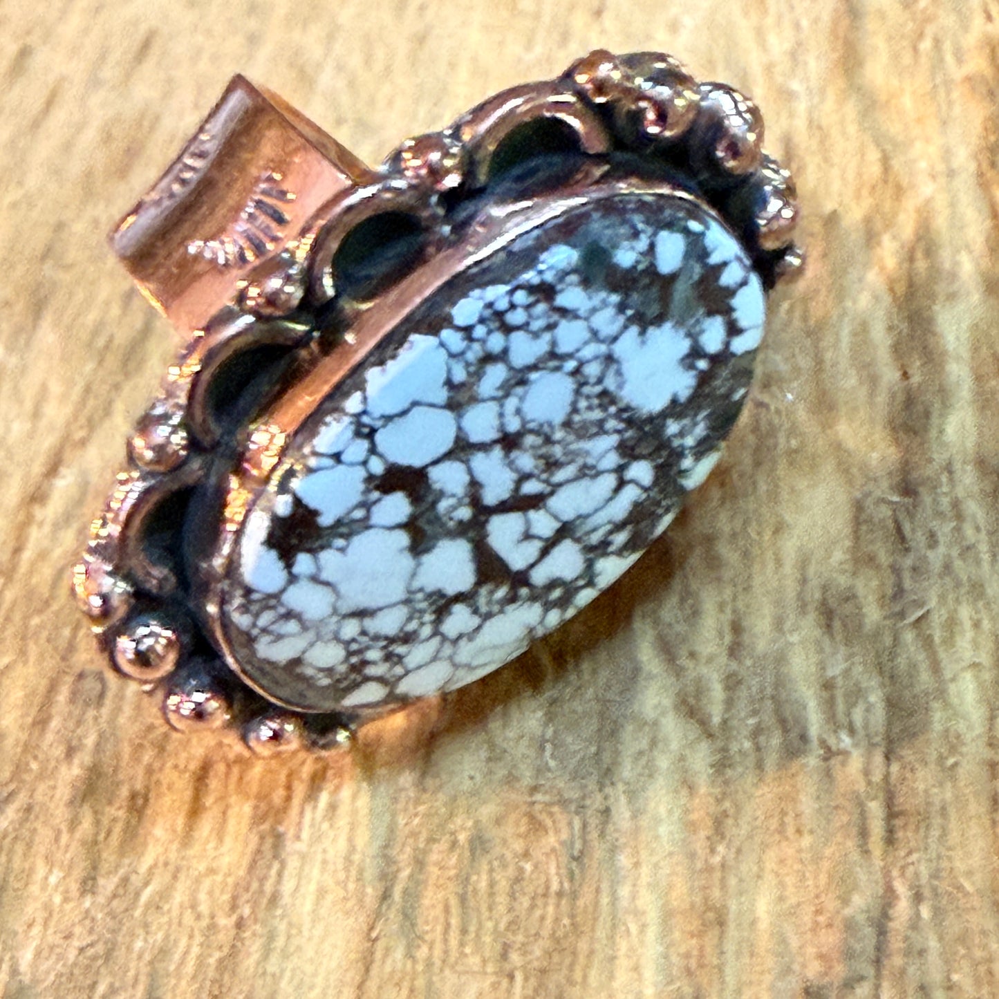 Wild Horse 1 Inch Gemstone Copper Ring Adjustable Band