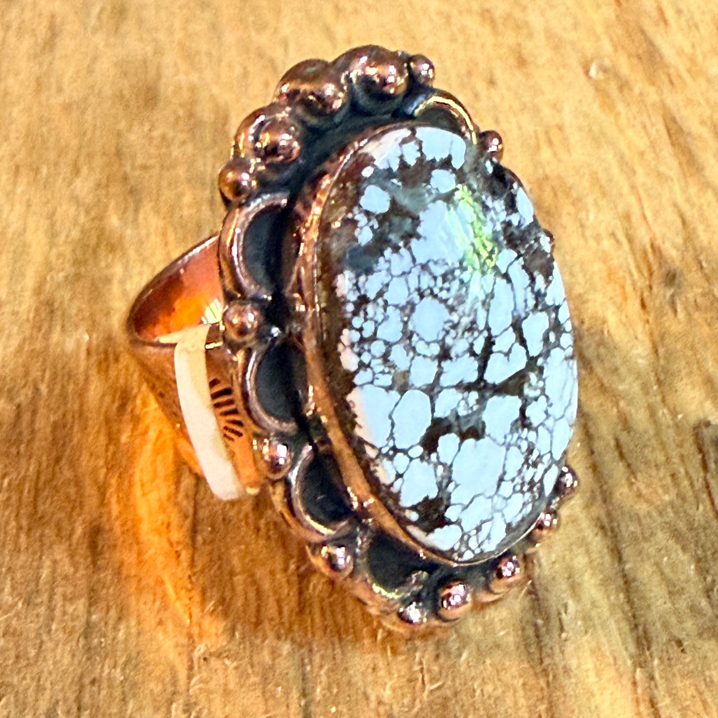 Wild Horse 1 Inch Gemstone Copper Ring Adjustable Band