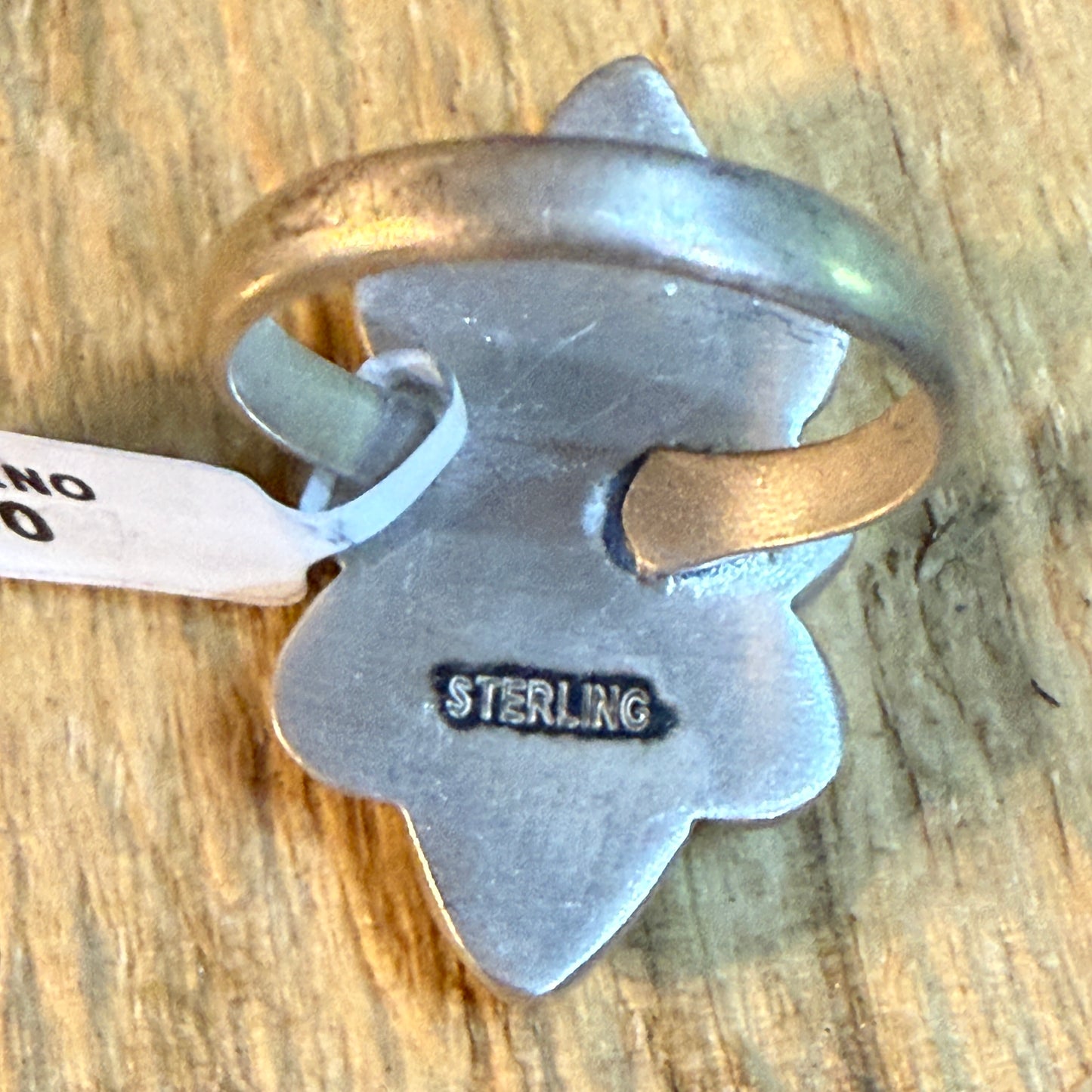 Pink Conch and Palomino Four Gemstones Adjustable Ring in Sterling Silver