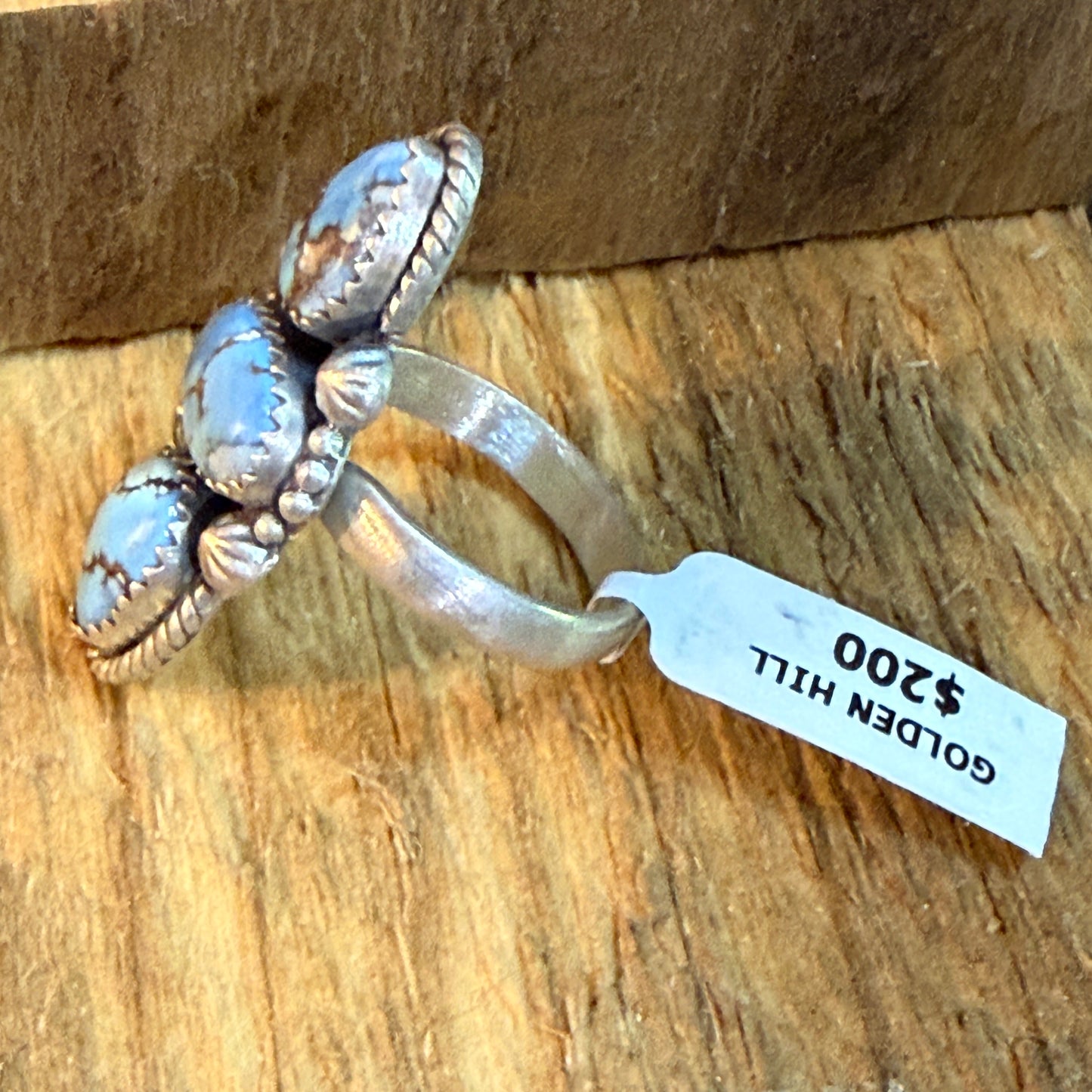 Golden Hills Turquoise Dahlia Three Stone Adjustable Ring In Sterling Silver