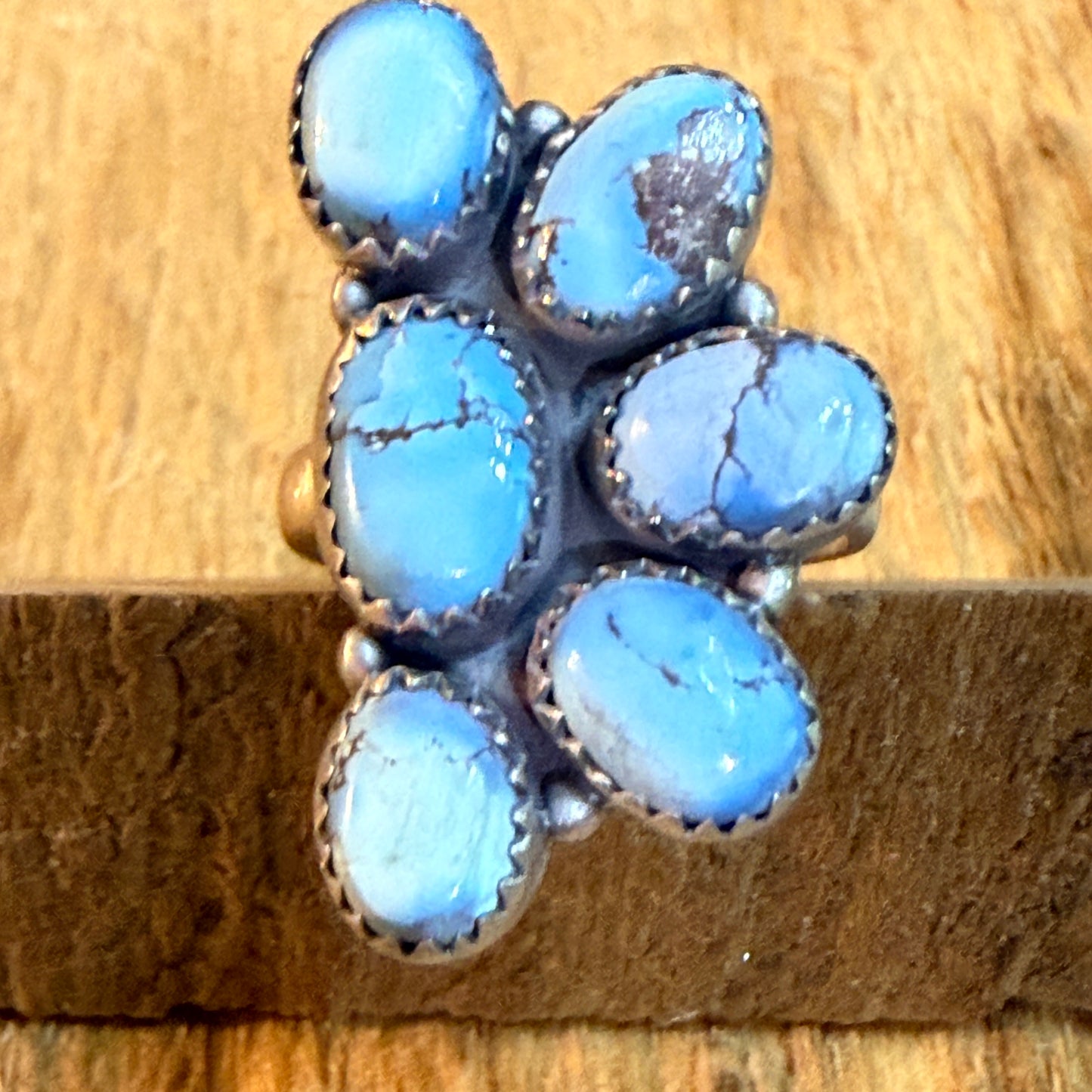 Golden Hills Turquoise Dahlia Adjustable Cluster Ring Sterling Silver
