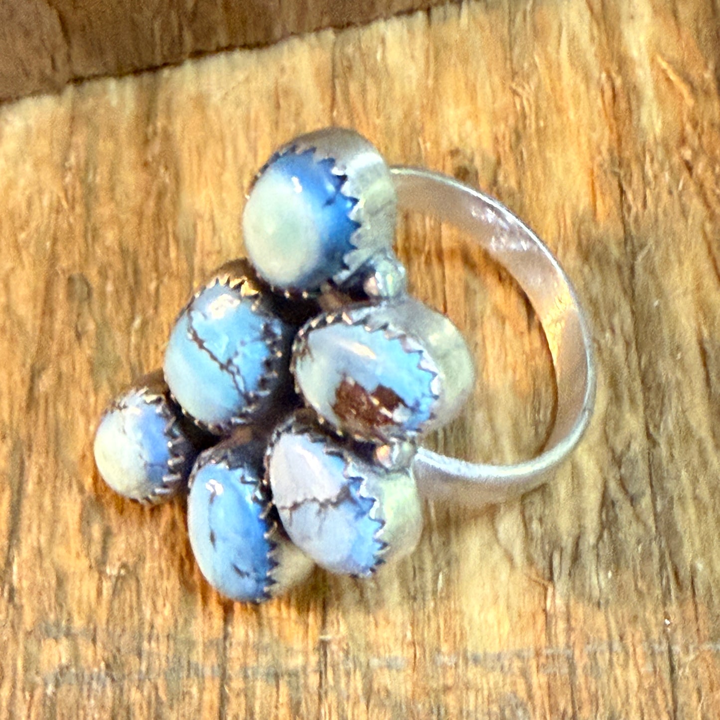 Golden Hills Turquoise Dahlia Adjustable Cluster Ring Sterling Silver