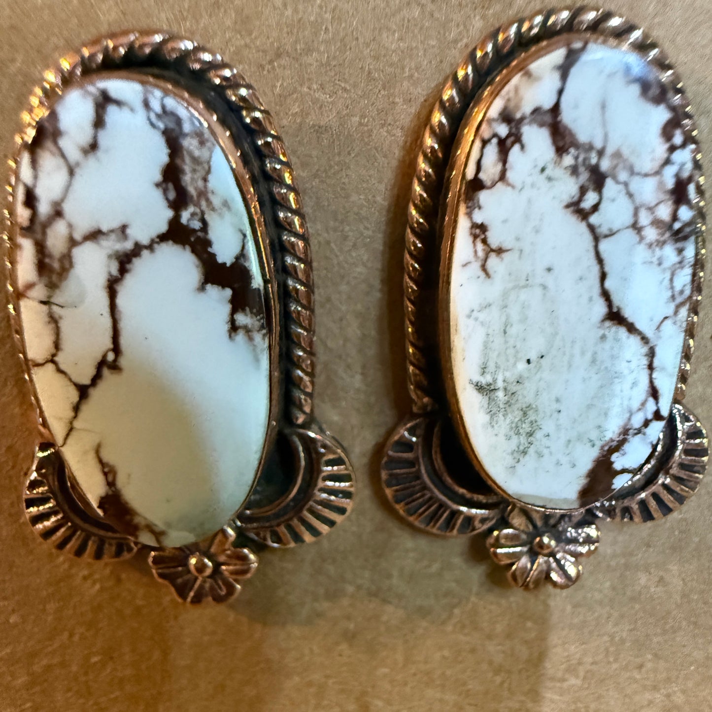 Wild Horse Dahlia Copper Gemstone Stud Earrings One Inch