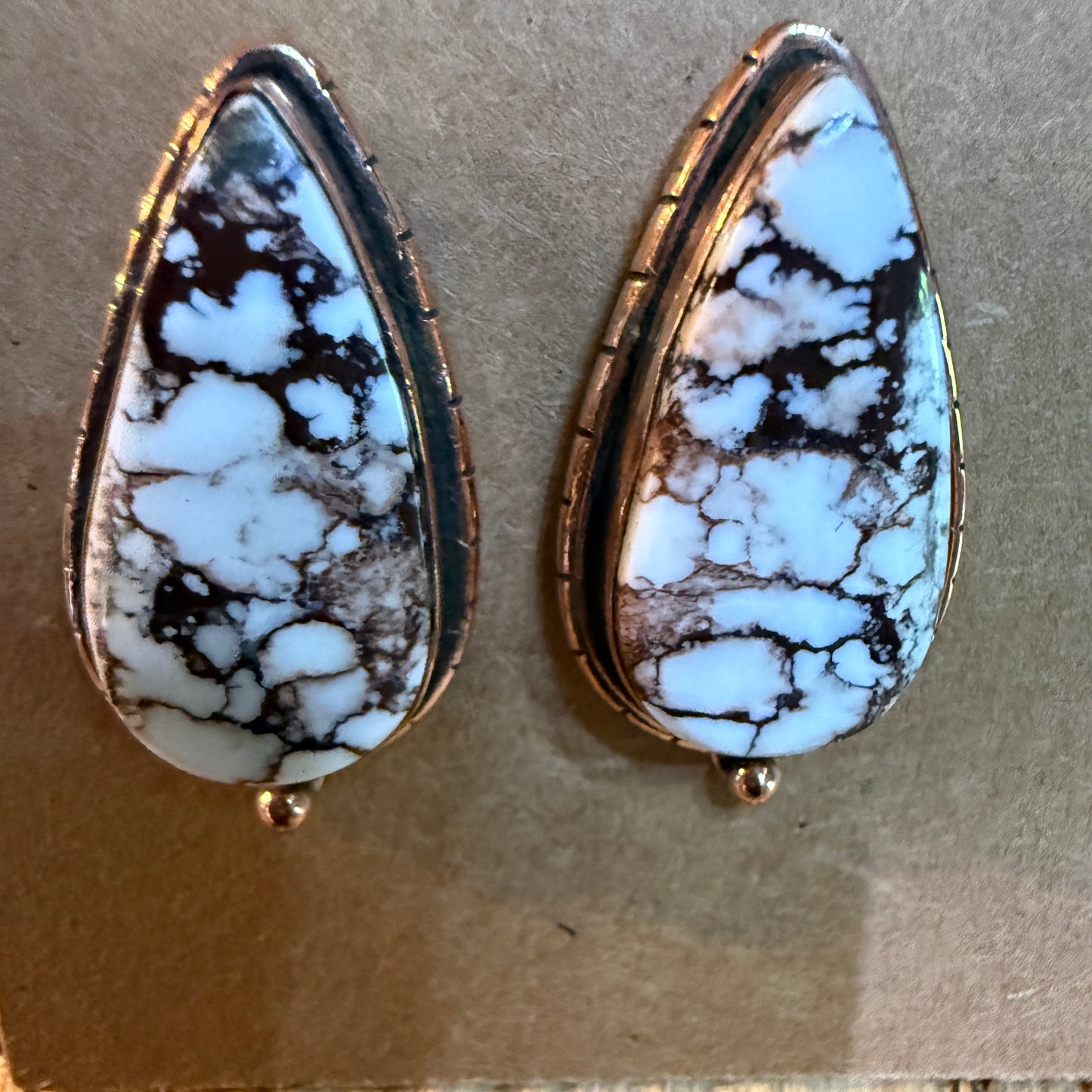 Wild Horse Dahlia Copper Gemstone Stud Earrings One Inch