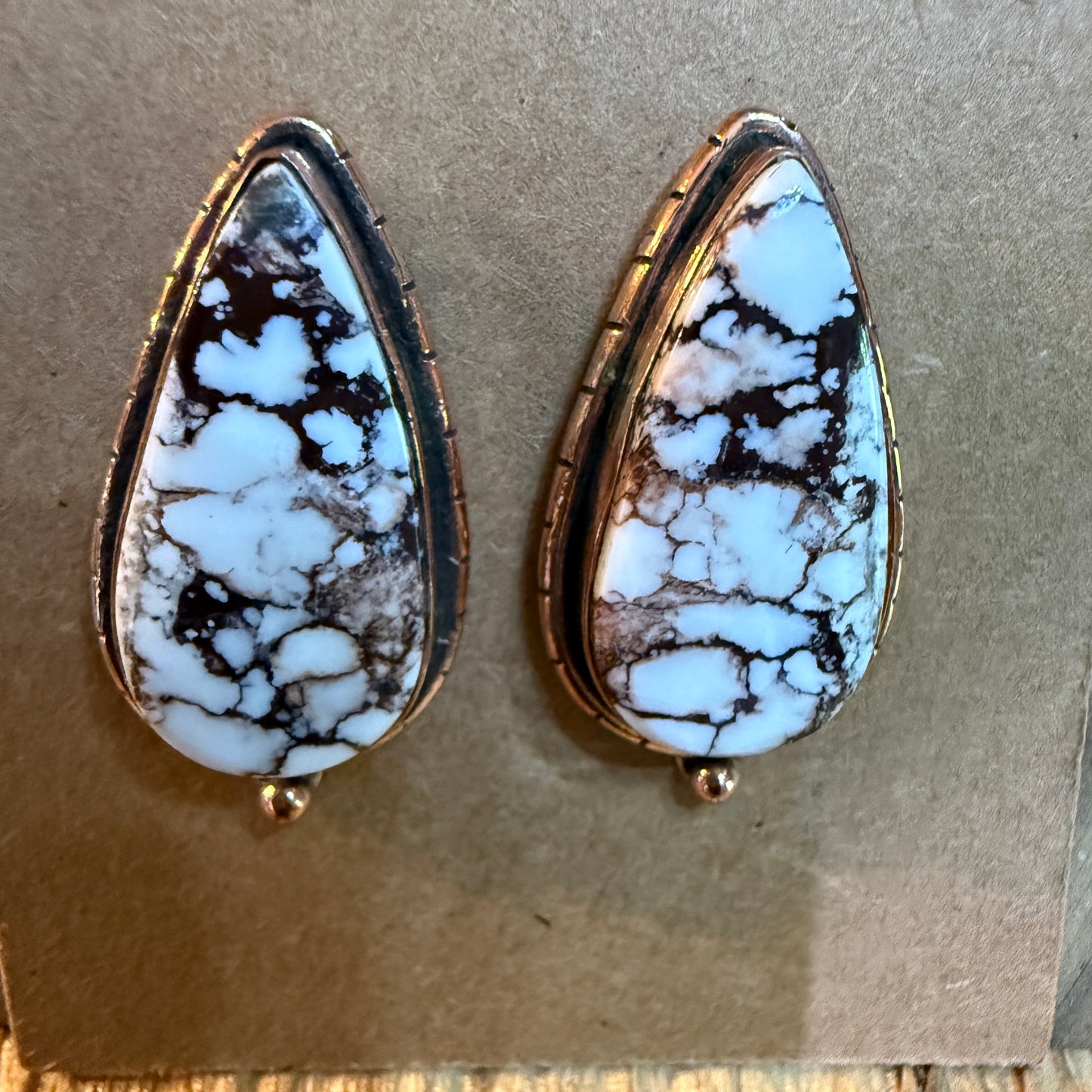 Wild Horse Dahlia Copper Gemstone Stud Earrings One Inch