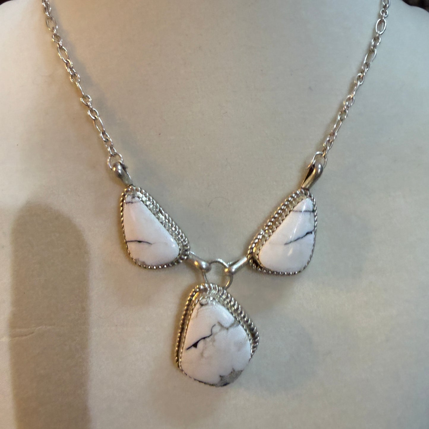 Jennifer Begay White Buffalo Dahlia Gemstone Necklace Sterling Silver 16in