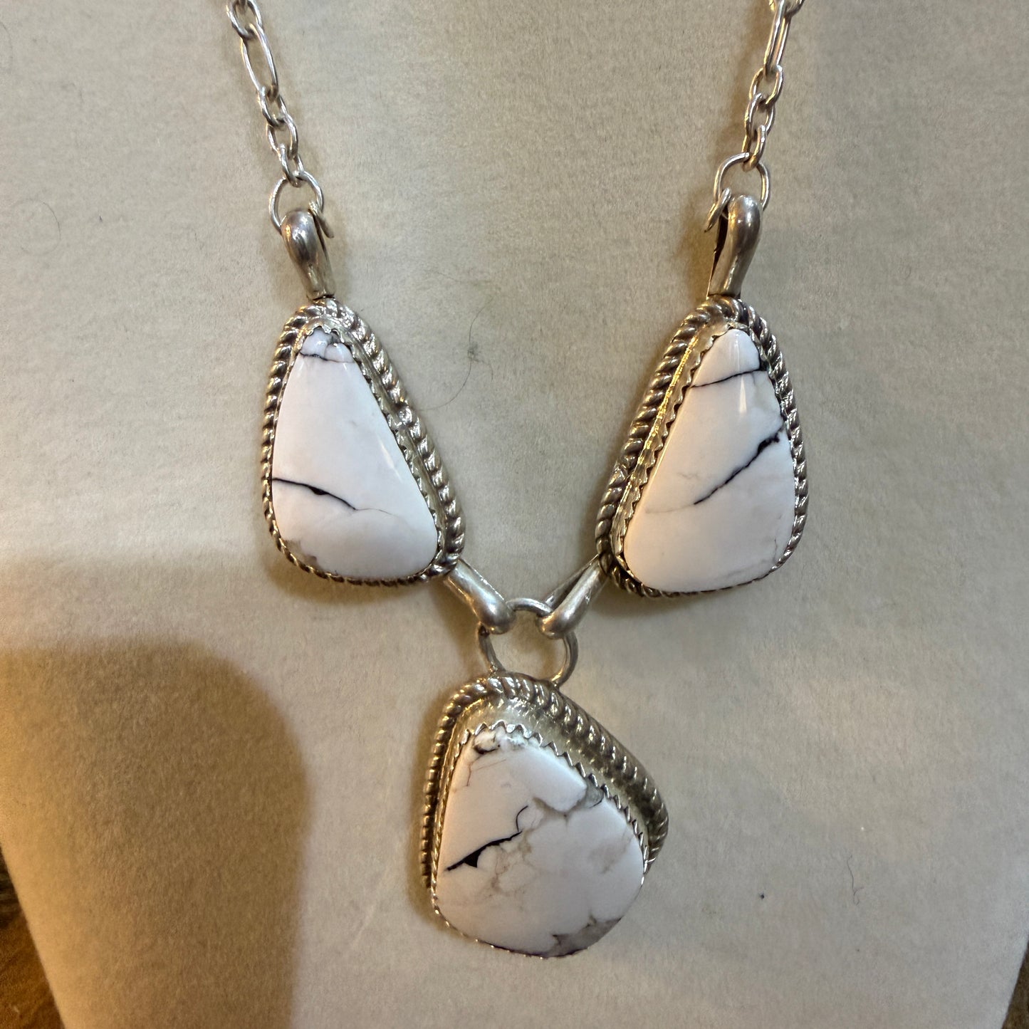Jennifer Begay White Buffalo Dahlia Gemstone Necklace Sterling Silver 16in