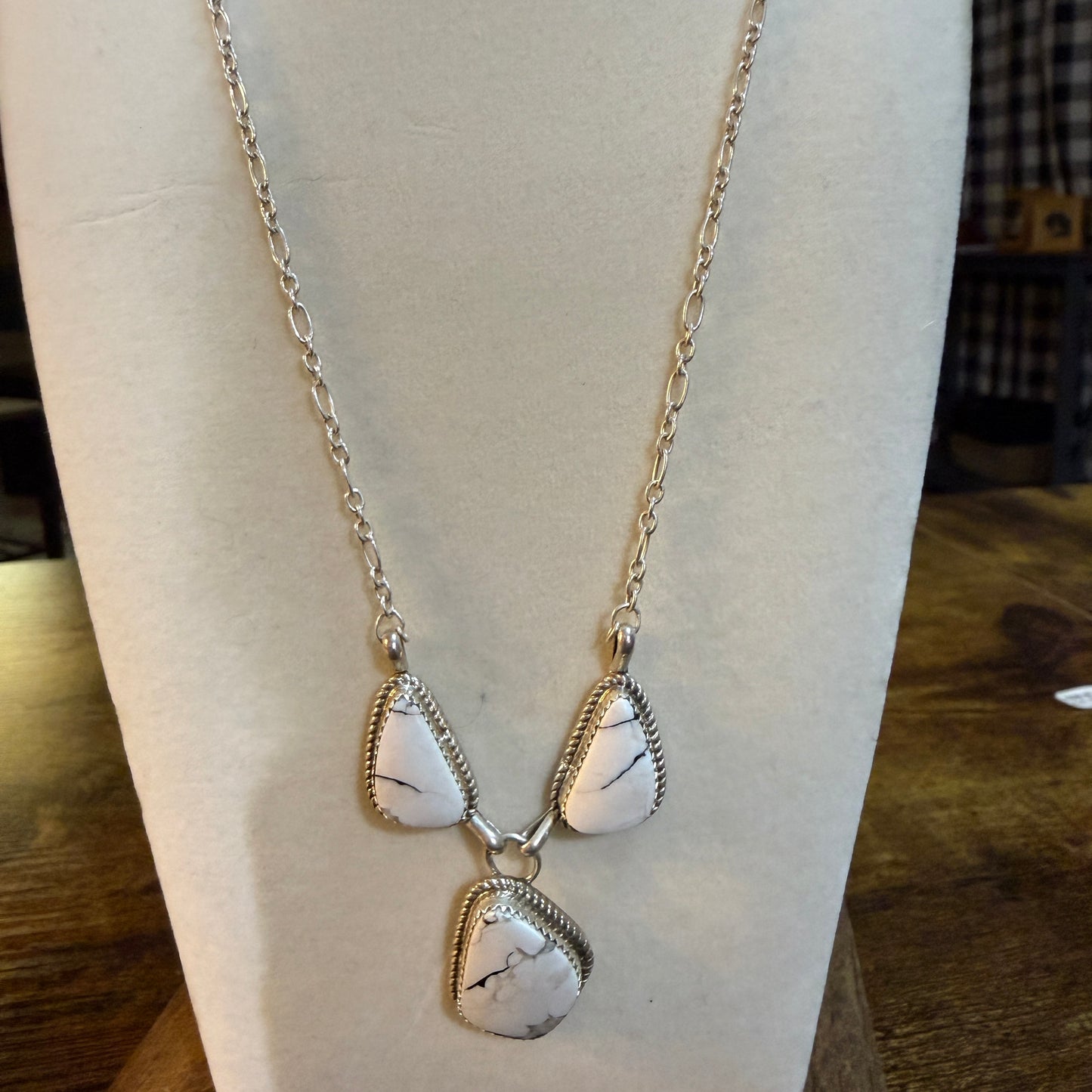 Jennifer Begay White Buffalo Dahlia Gemstone Necklace Sterling Silver 16in