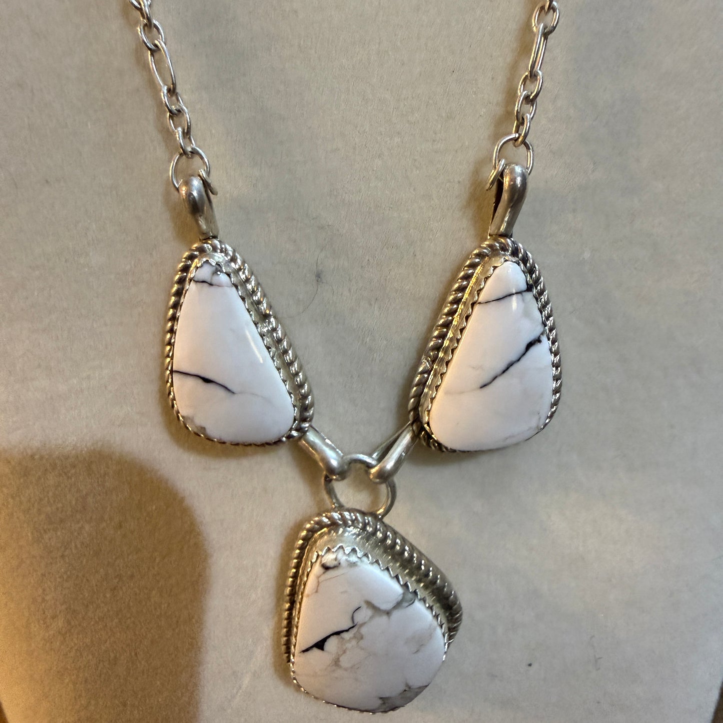 Jennifer Begay White Buffalo Dahlia Gemstone Necklace Sterling Silver 16in