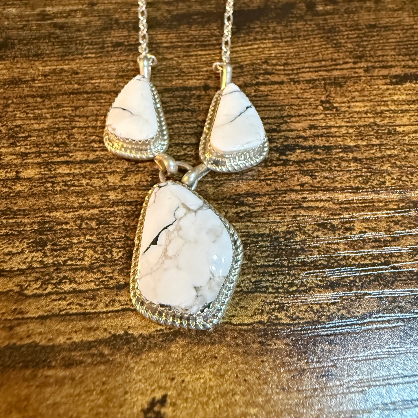Jennifer Begay White Buffalo Dahlia Gemstone Necklace Sterling Silver 16in