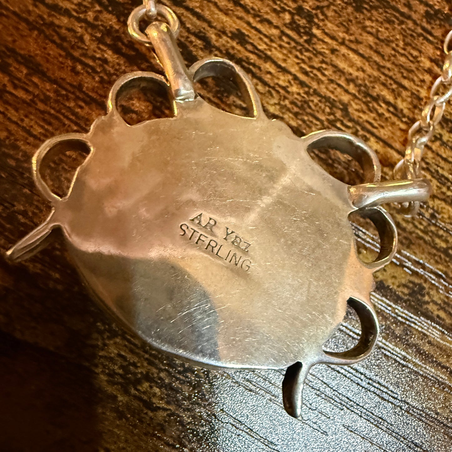 Artist Signed AR YAZ Cotton Candy Dahlia Bow Pendant Necklace Sterling Silver