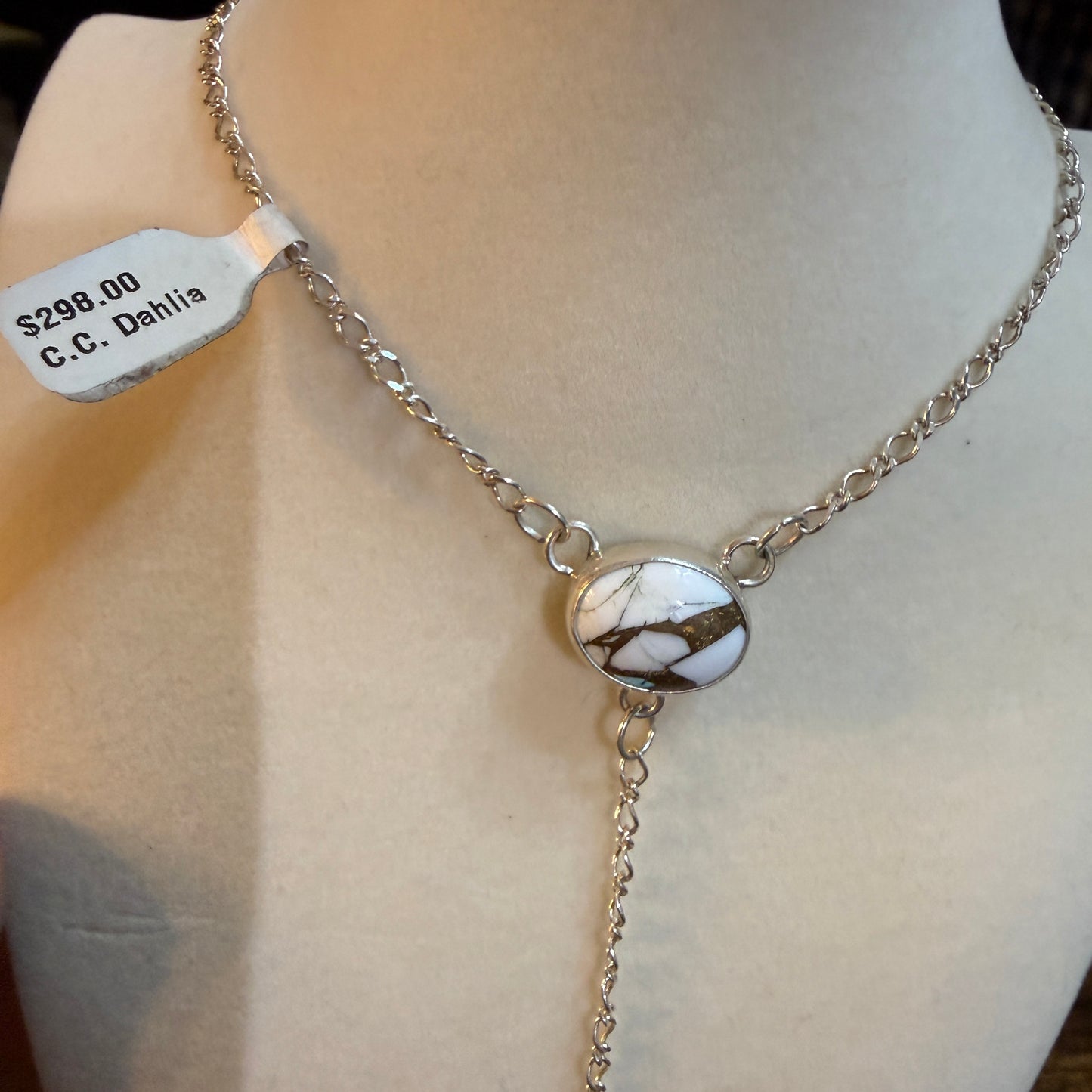 Signed Joseph Begay Cotton Candy Dahlia Necklace 18 Inch Chain 5 Inch Extension