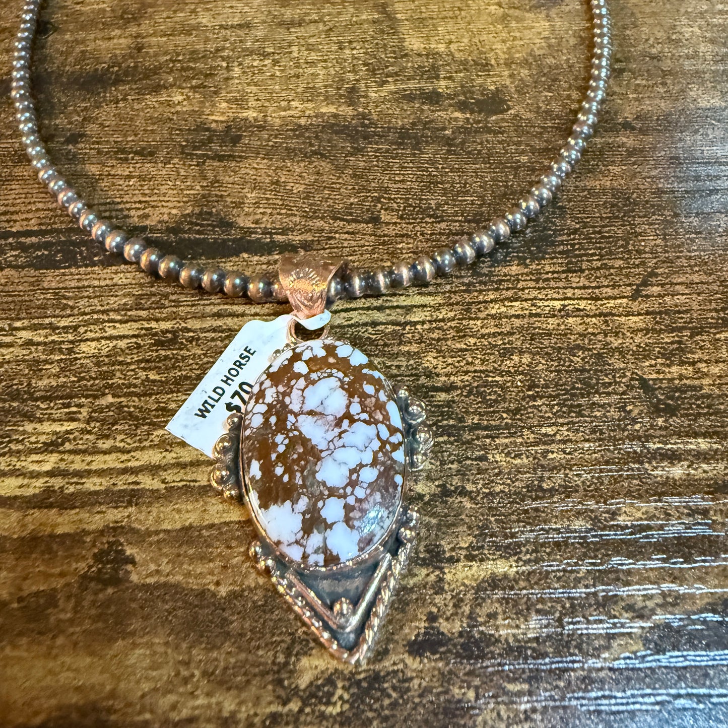 Wild Horse Dahlia Gemstone Copper Pendant With 18 Inch Copper Pearl Beads