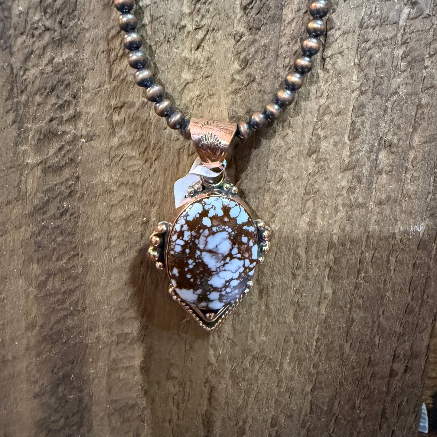 Wild Horse Dahlia Gemstone Copper Pendant With 18 Inch Copper Pearl Beads