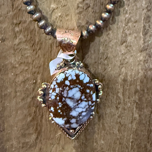 Wild Horse Dahlia Gemstone Copper Pendant With 18 Inch Copper Pearl Beads