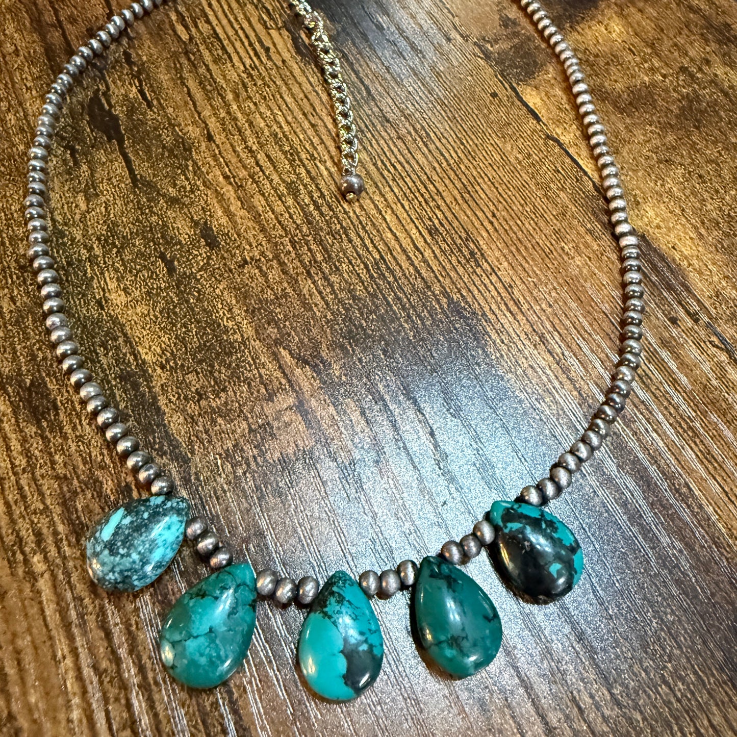 Handmade Navajo Style Turquoise Necklace 17 to 22 Inches with 4mm Beads