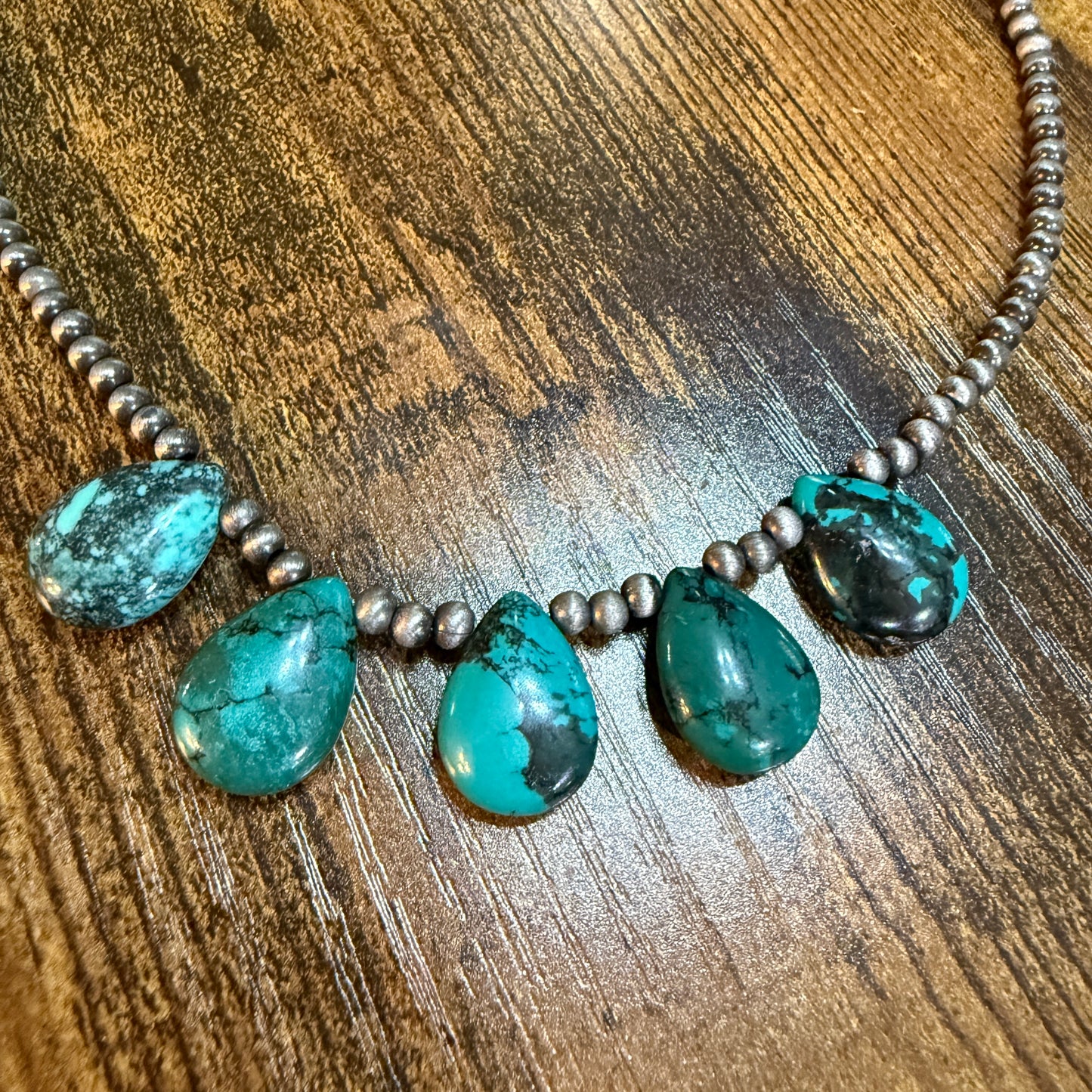 Handmade Navajo Style Turquoise Necklace 17 to 22 Inches with 4mm Beads