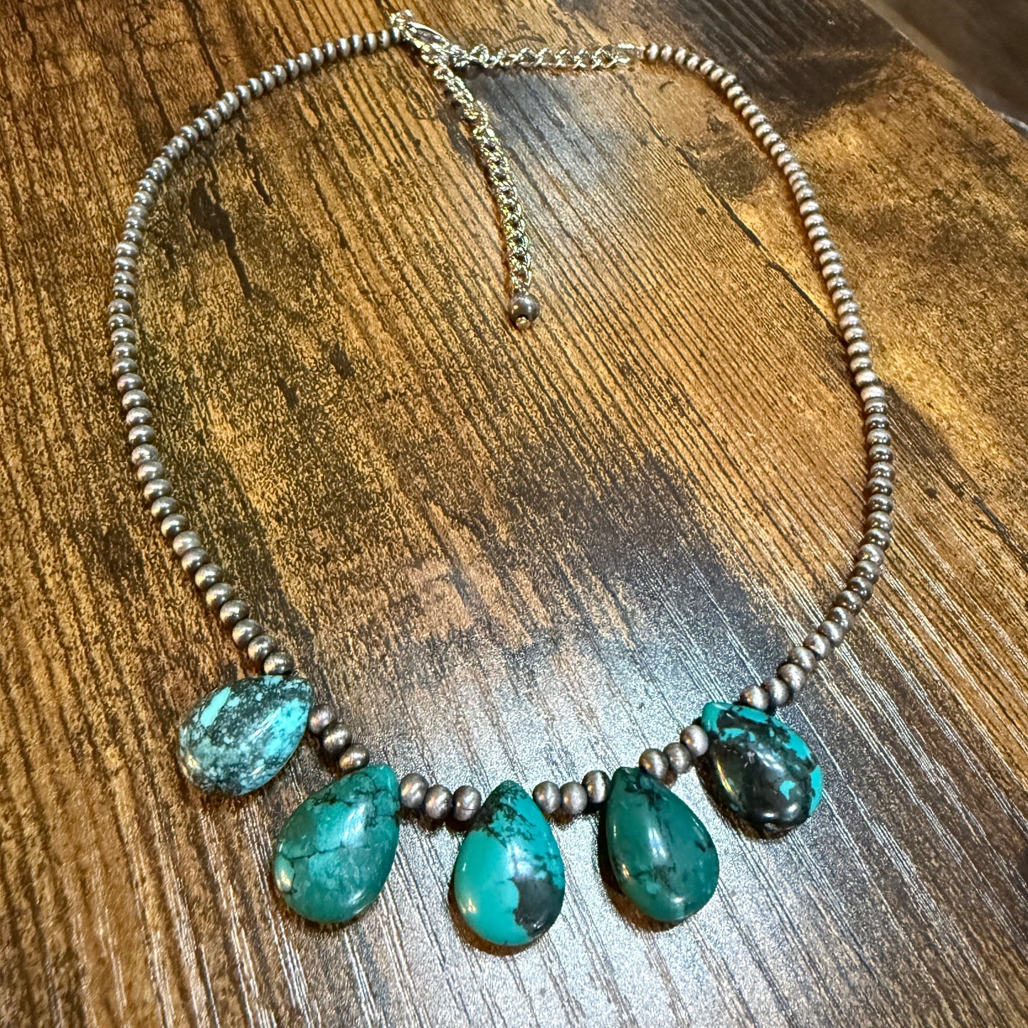Handmade Navajo Style Turquoise Necklace 17 to 22 Inches with 4mm Beads