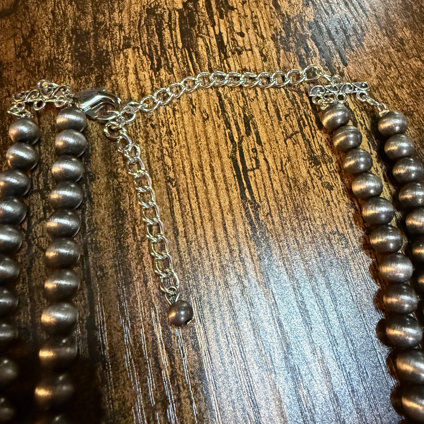 Handmade Navajo Style Bead Thunderbird Turquoise Choker Necklace 16 Inch 2 Strand