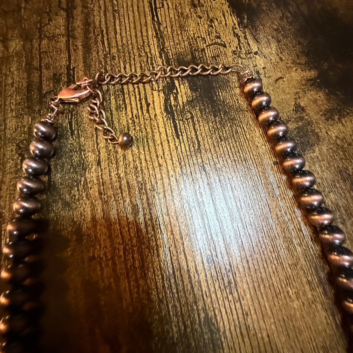 Copper Western Bead Necklace Handmade Navajo Style Adjustable 16 To 21 Inches