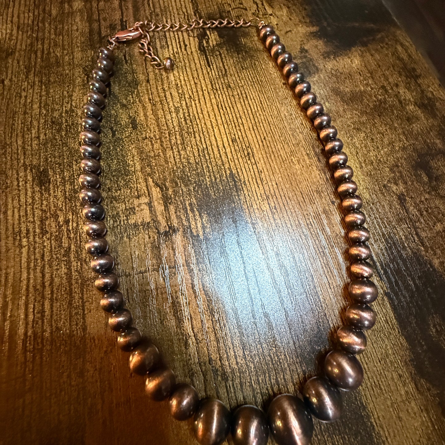 Copper Western Bead Necklace Handmade Navajo Style Adjustable 16 To 21 Inches
