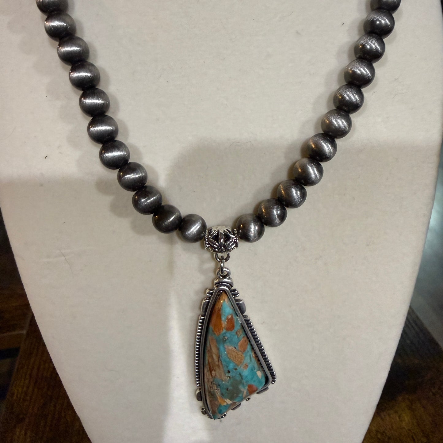Western Gemstone Necklace Adjustable 16 To 21 Inches With Navajo Style Beads