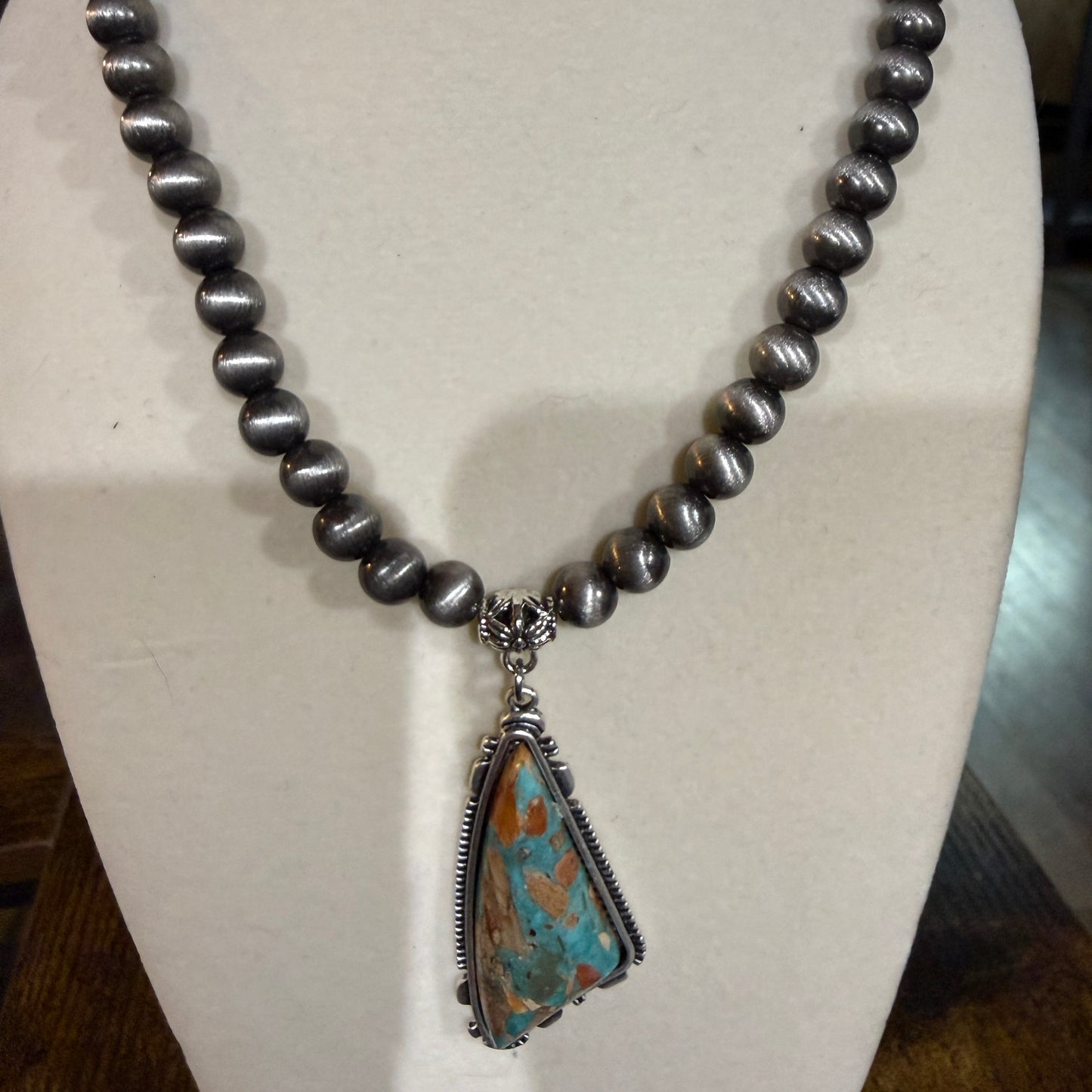 Western Gemstone Necklace Adjustable 16 To 21 Inches With Navajo Style Beads