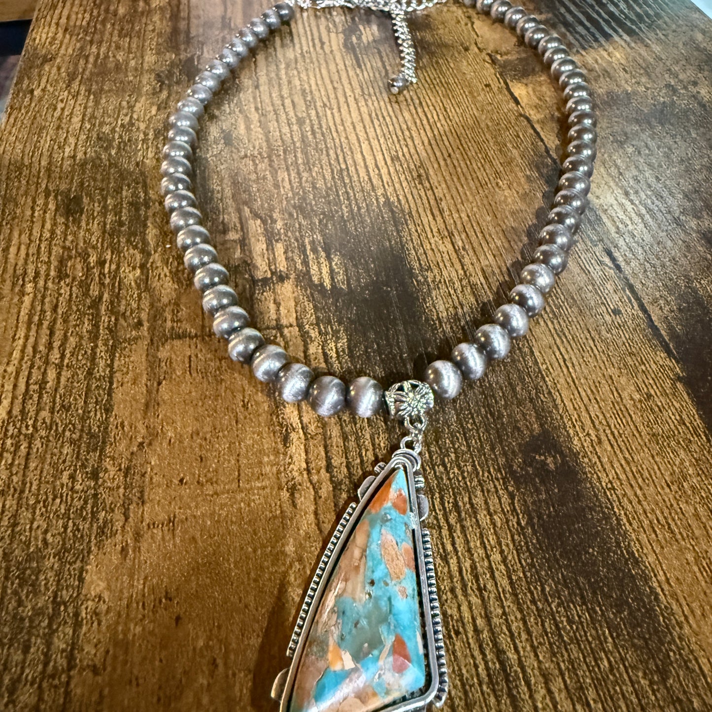Western Gemstone Necklace Adjustable 16 To 21 Inches With Navajo Style Beads