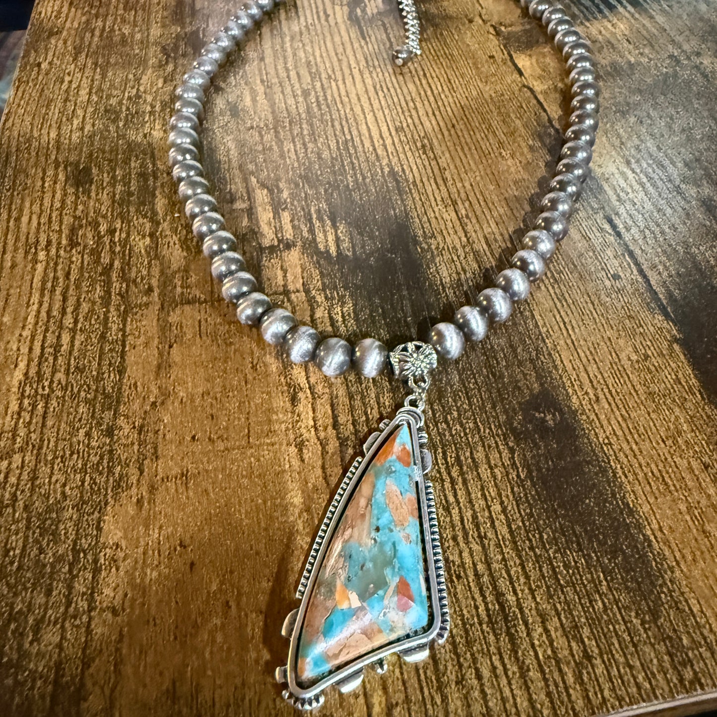 Western Gemstone Necklace Adjustable 16 To 21 Inches With Navajo Style Beads