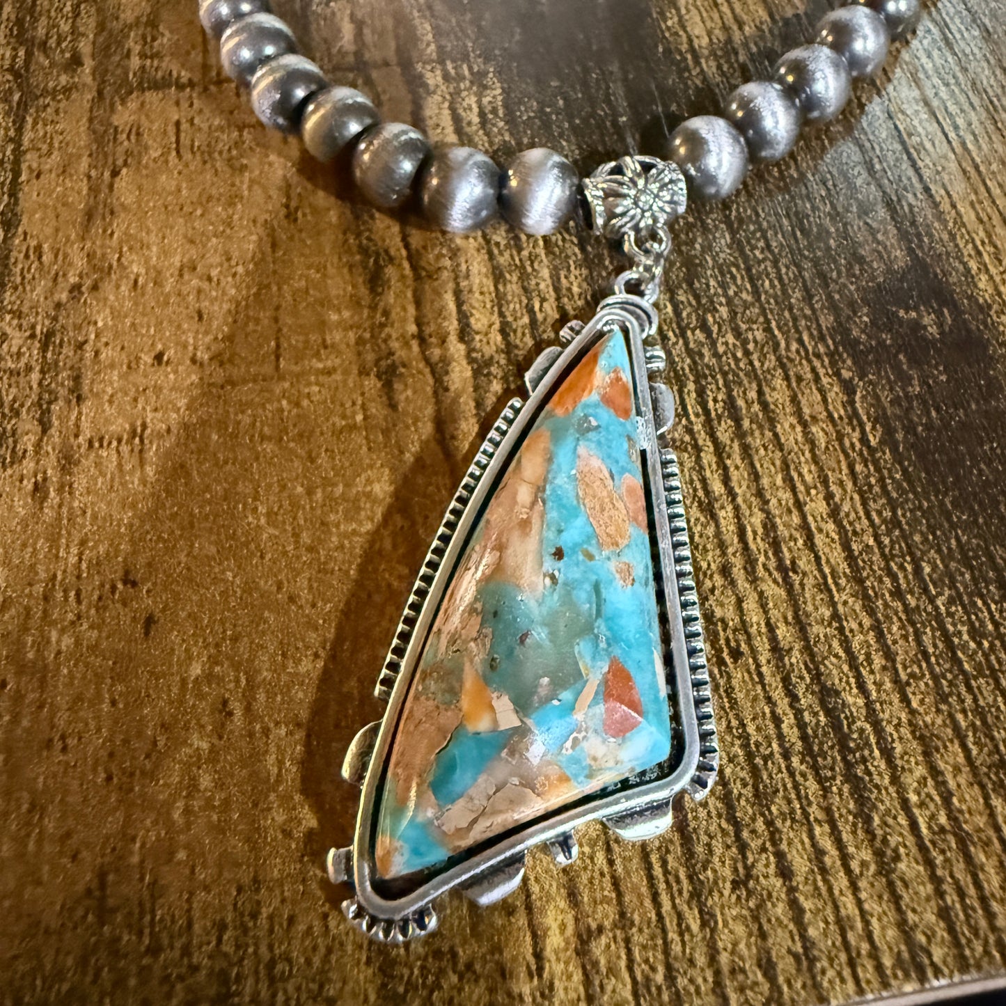 Western Gemstone Necklace Adjustable 16 To 21 Inches With Navajo Style Beads