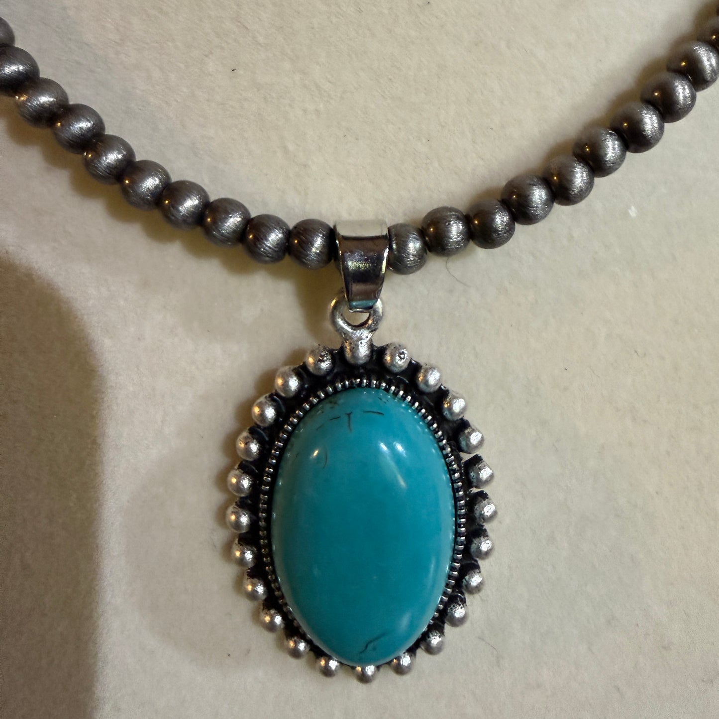 Adjustable Navajo Style Turquoise Bead Necklace 4mm 15 to 20 Inches Pendant