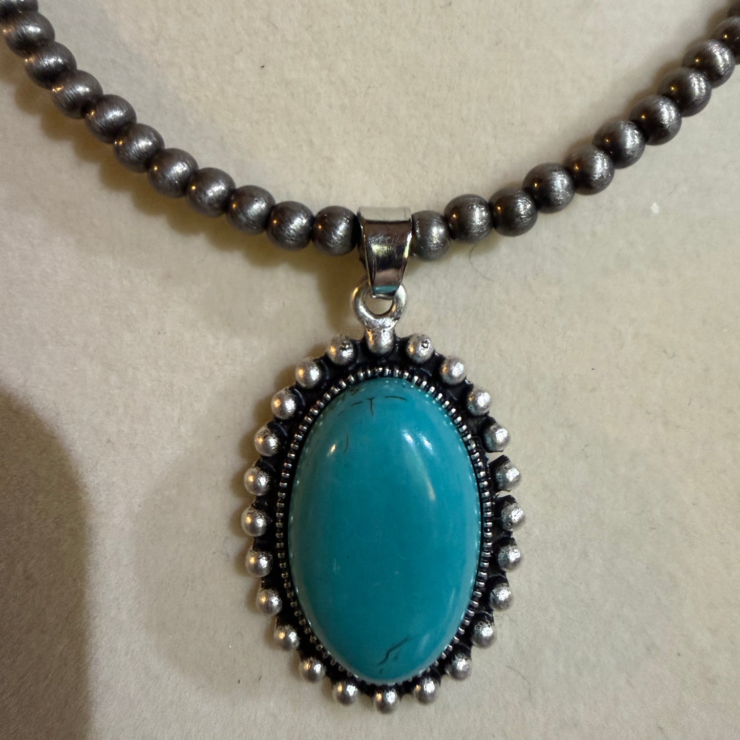 Adjustable Navajo Style Turquoise Bead Necklace 4mm 15 to 20 Inches Pendant