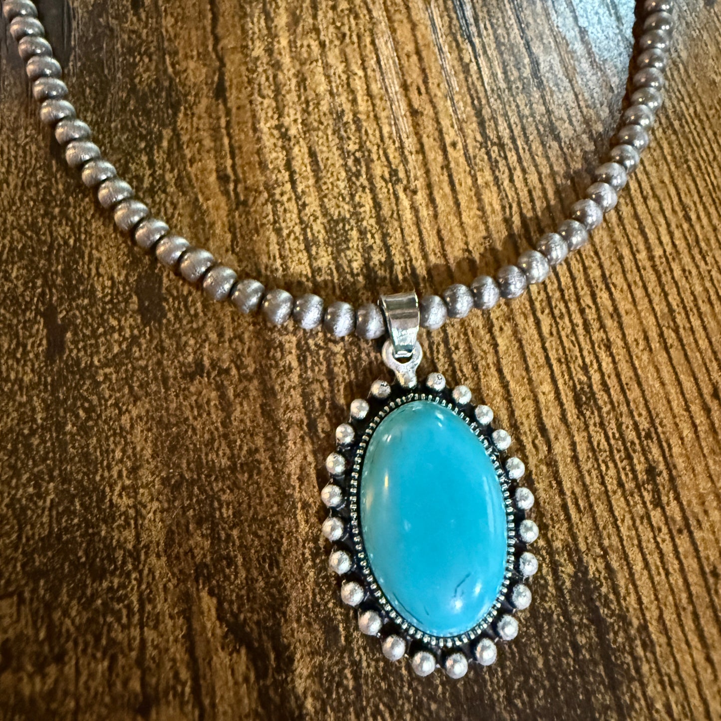 Adjustable Navajo Style Turquoise Bead Necklace 4mm 15 to 20 Inches Pendant