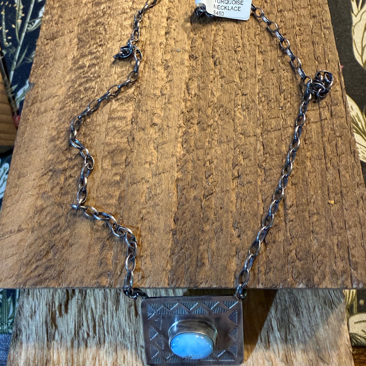 Designer John Tillie Navajo Style Necklace Sterling Silver Kingman Turquoise 18 Inch