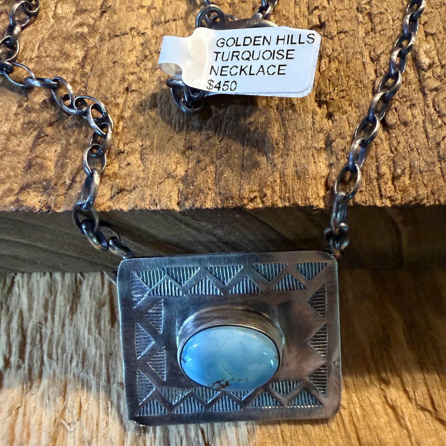 Designer John Tillie Navajo Style Necklace Sterling Silver Kingman Turquoise 18 Inch