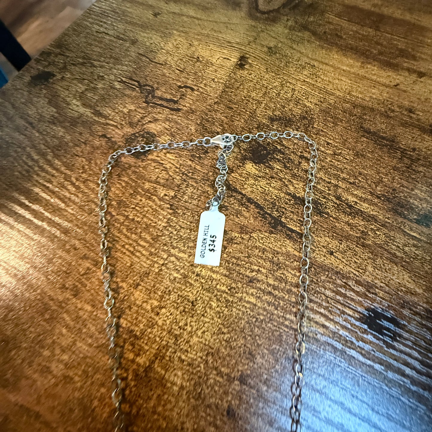 Navajo Style Golden Hills Turquoise Cluster Necklace In Sterling Silver 18 Inch