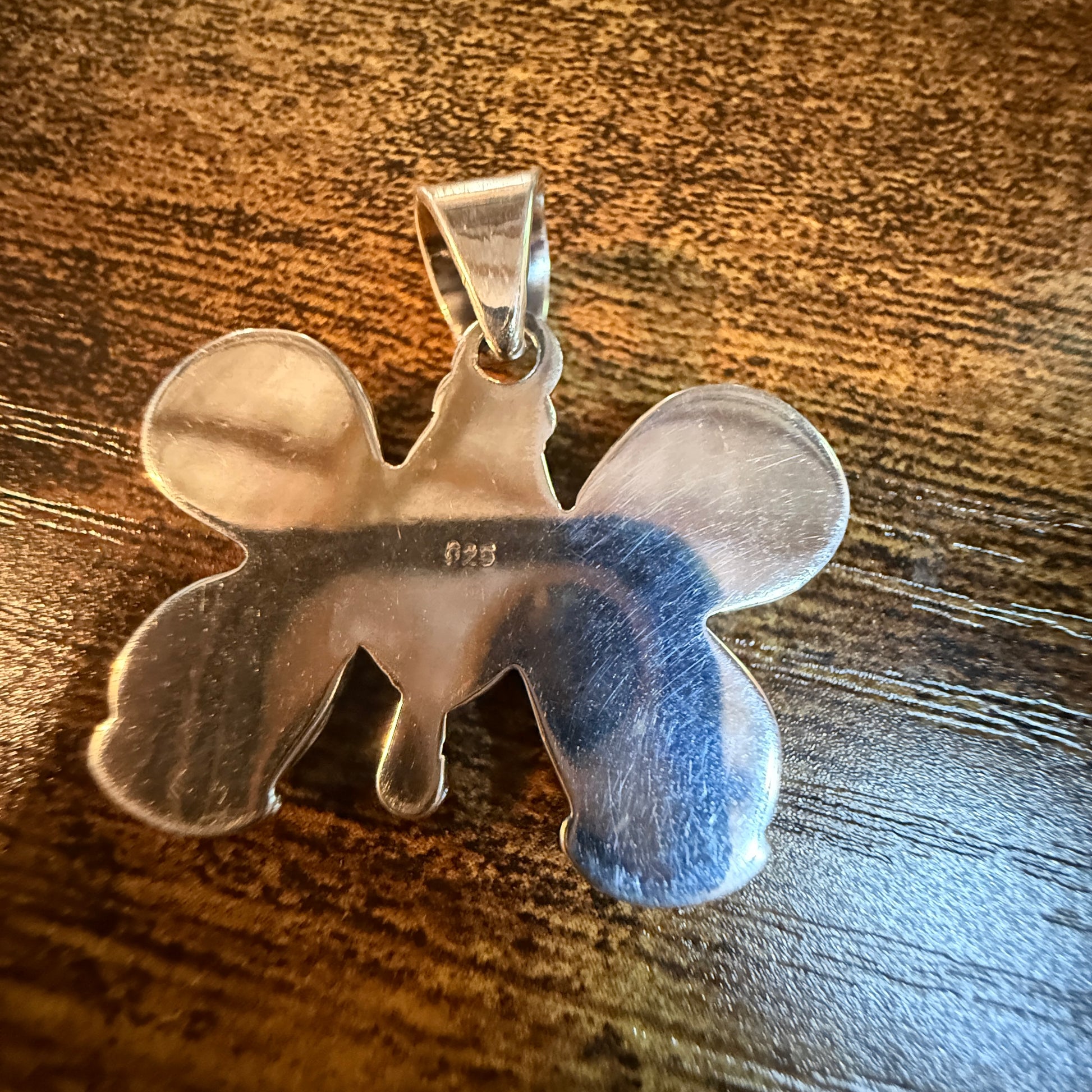 Sonoran Gold and White Buffalo Gemstone Butterfly Pendant in Sterling Silver Wild West Boho