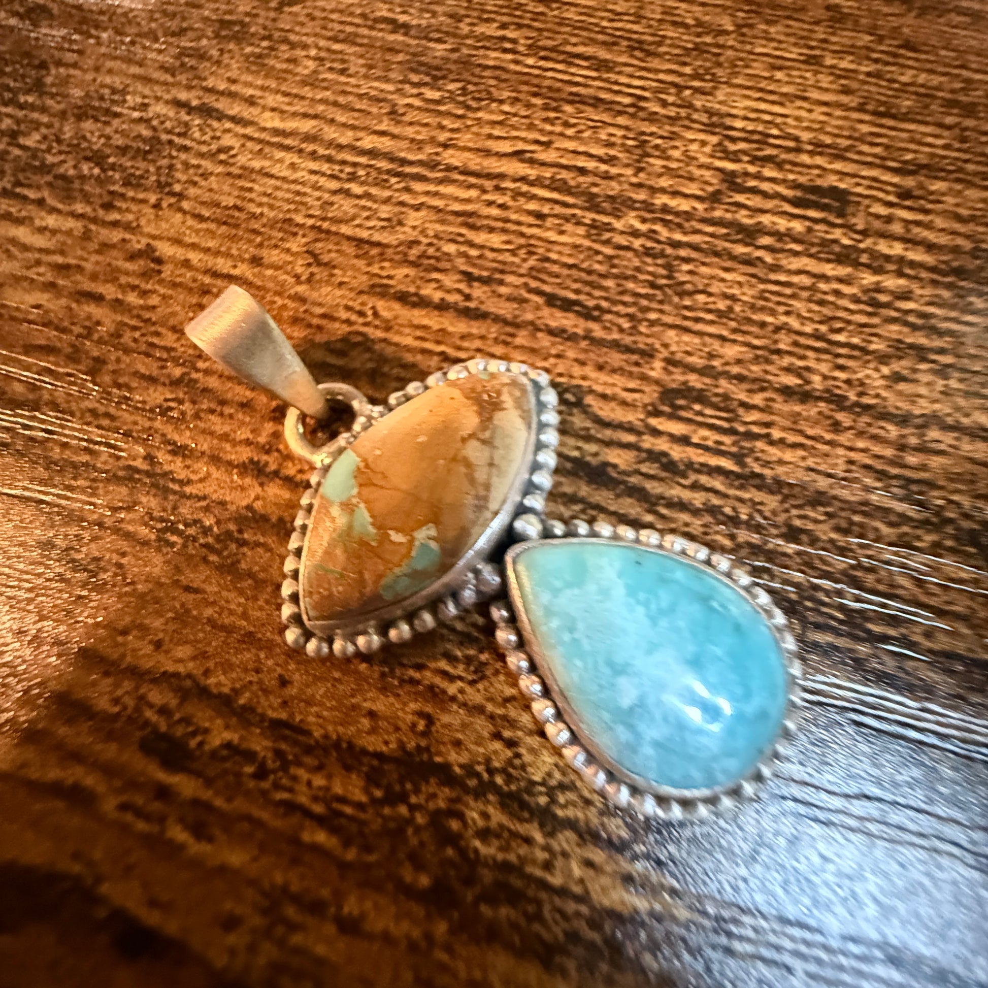 Navajo Style No 8 Turquoise Pendant White Water Turquoise Sterling Silver Wild West Boho