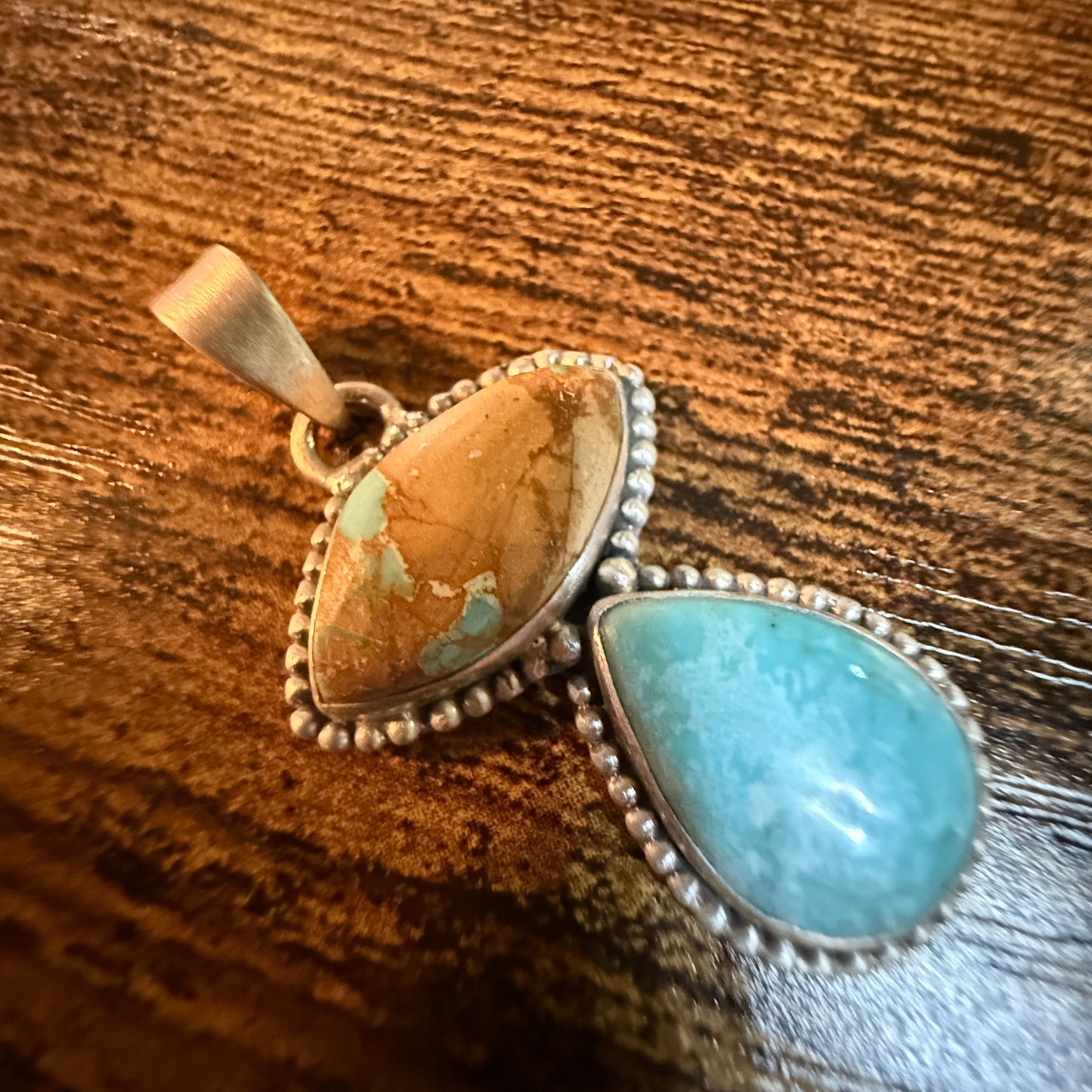 Navajo Style No 8 Turquoise Pendant White Water Turquoise Sterling Silver Wild West Boho
