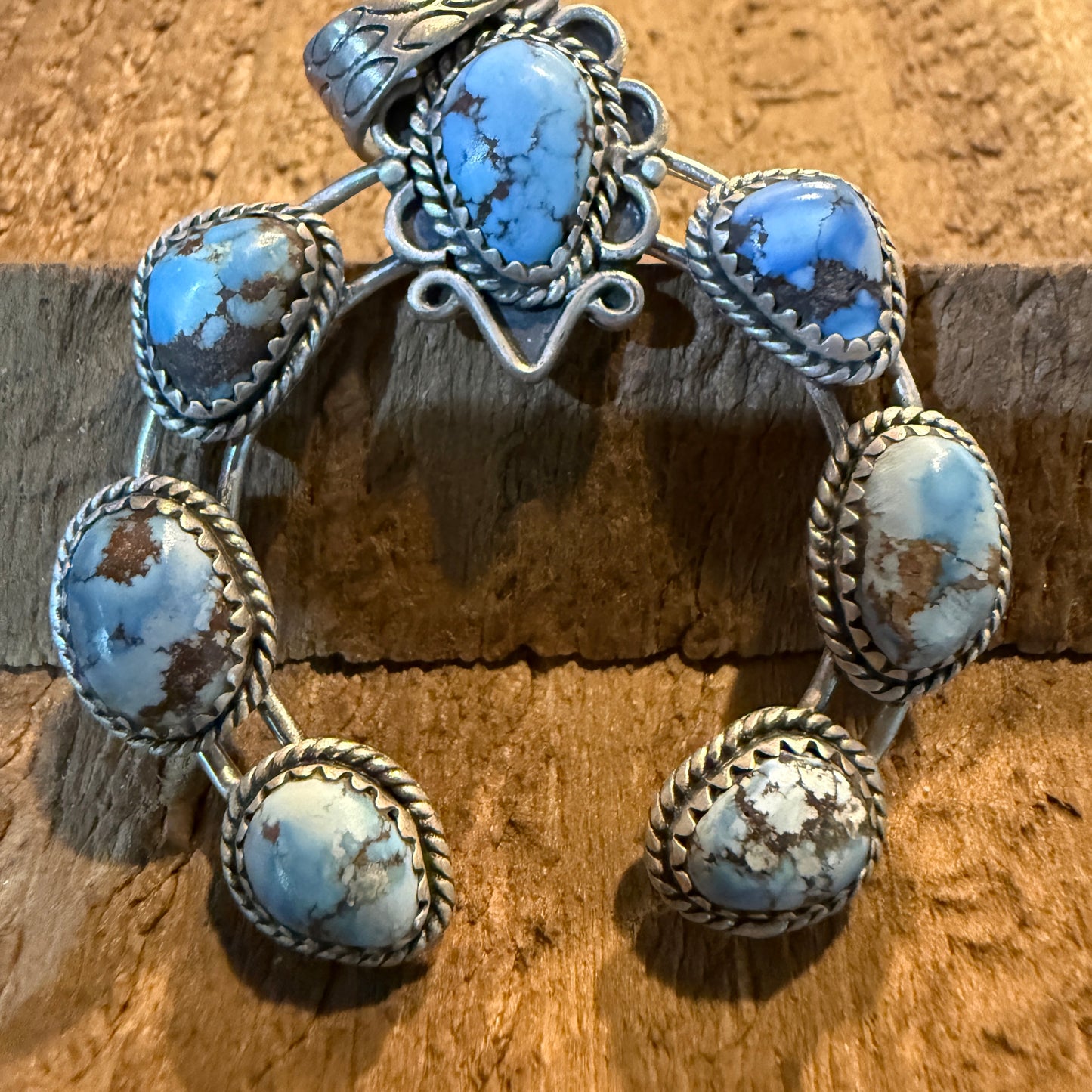 Golden Hills Turquoise Gemstone Squash Pendant in Sterling Silver