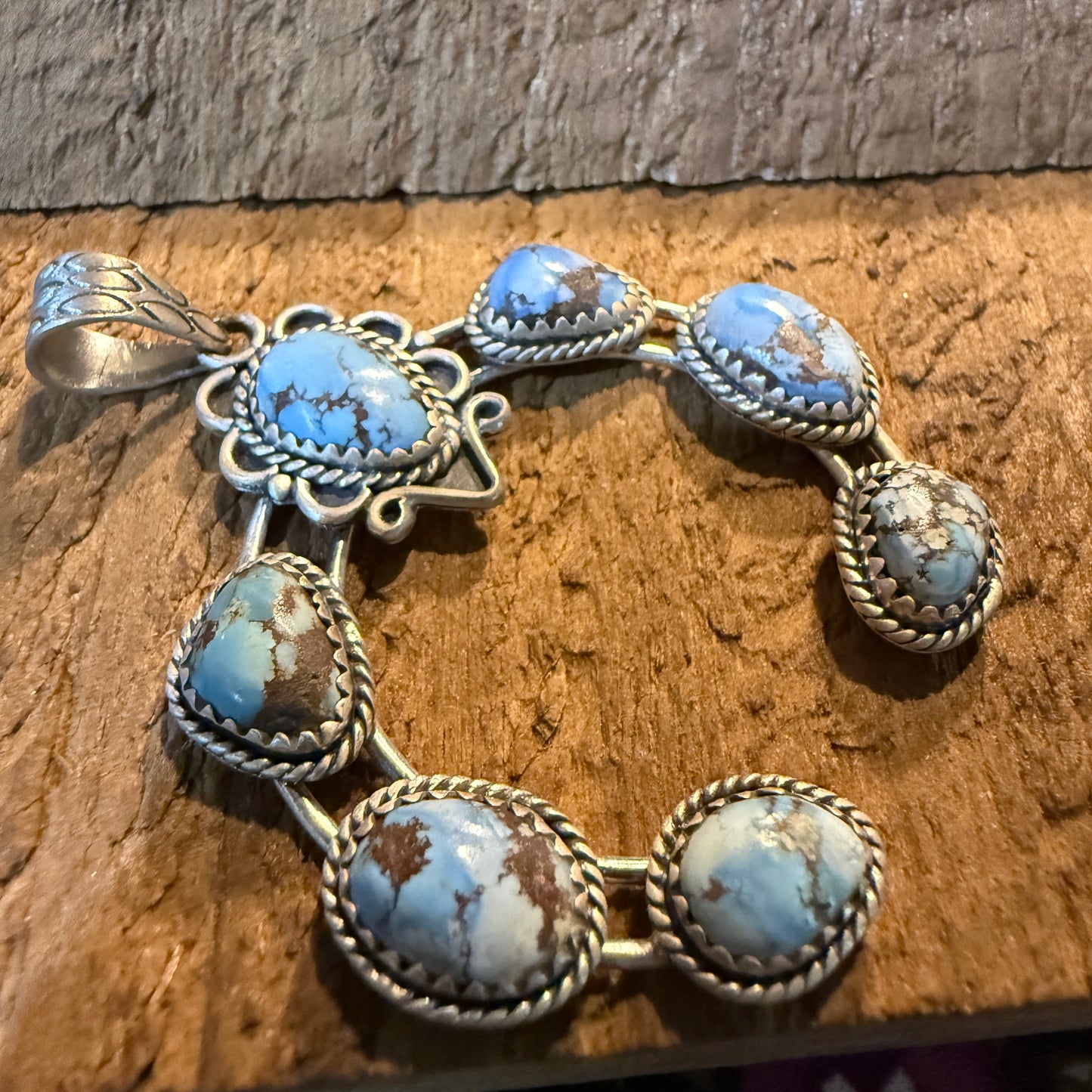 Golden Hills Turquoise Gemstone Squash Pendant in Sterling Silver